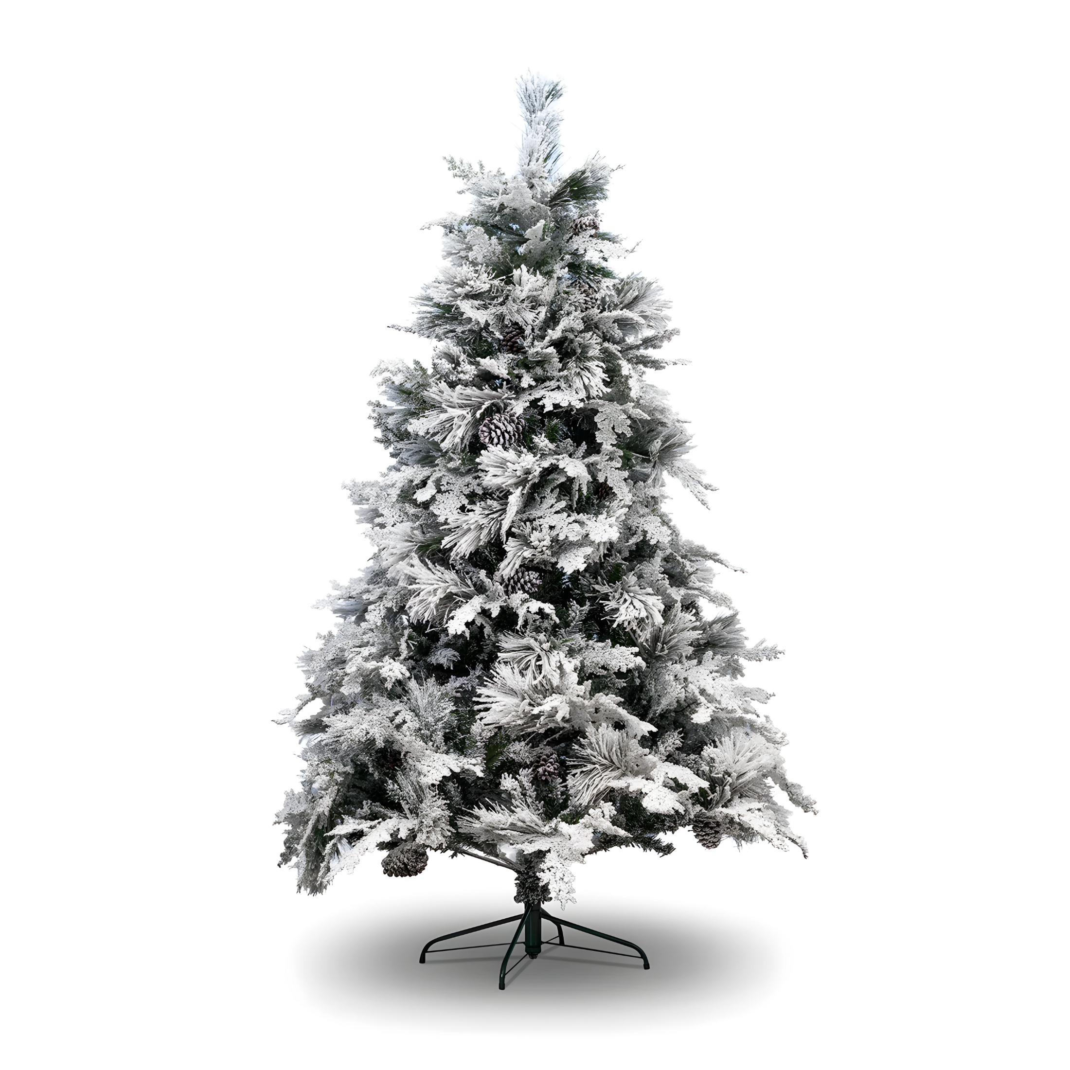 Albero di Natale innevato con pigne "Nevischio" in PE effetto Real Touch + PP cm 240h