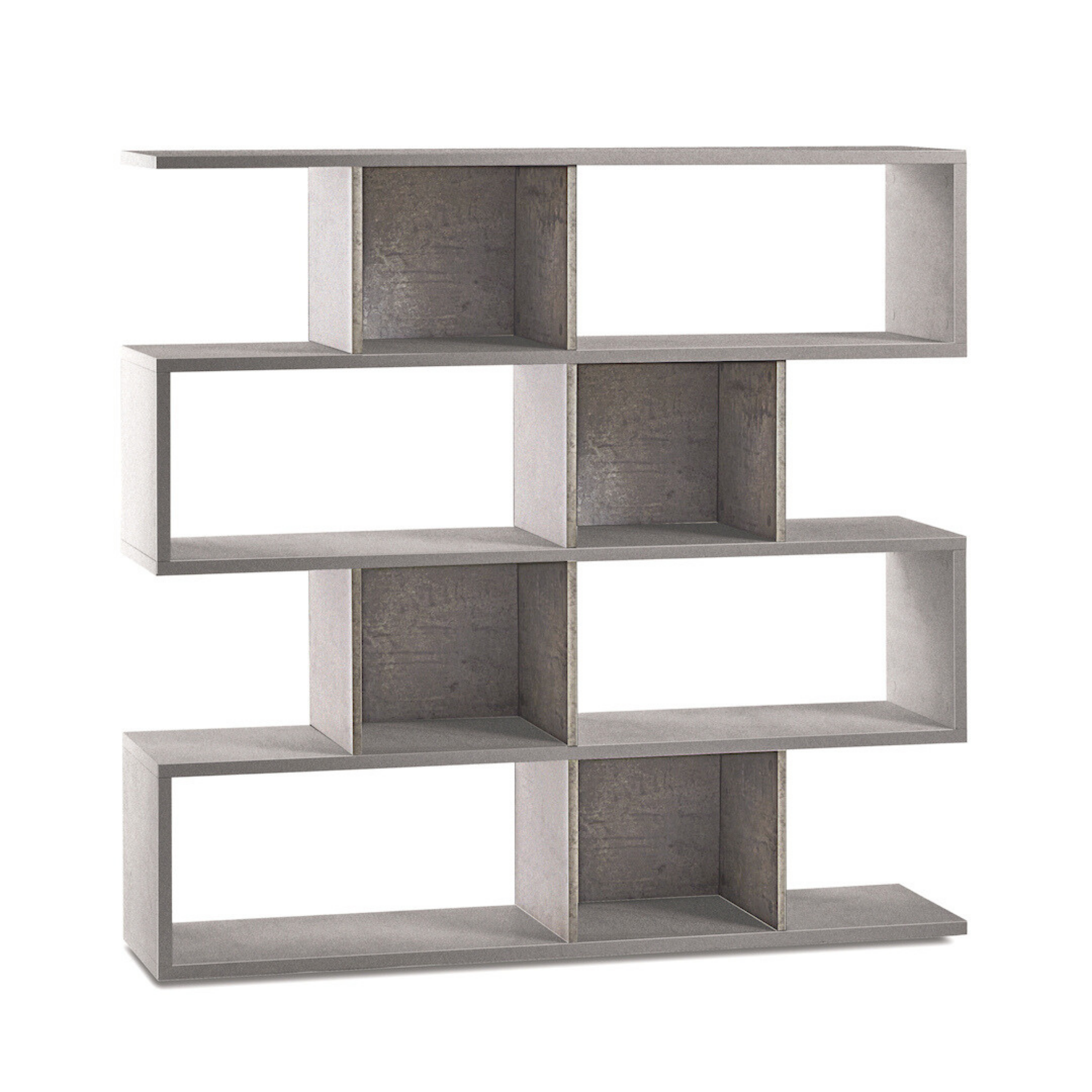 Librería modular divisoria "Riflessioni" de madera, 4 estantes, moderna 150x38 cm 144h