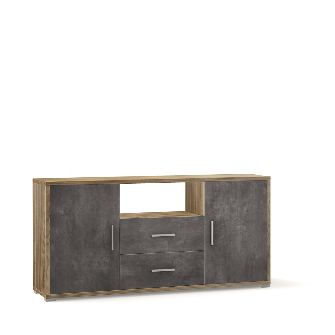 Meuble en bois "Twinfit" avec 2 portes et 2 tiroirs, buffet d'entrée 174x41 cm 82h