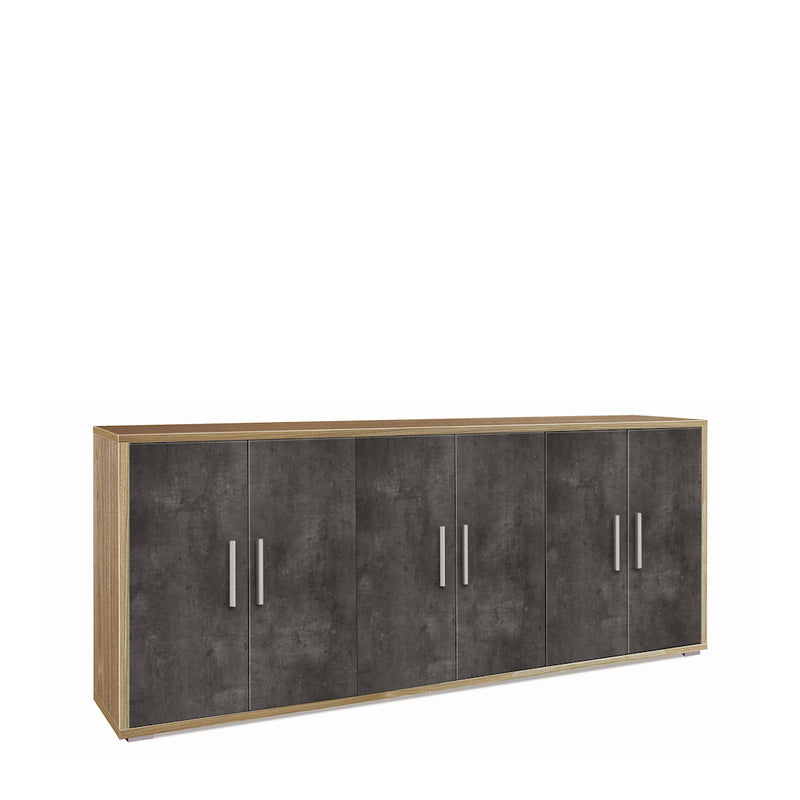 Buffet moderne "Parigi" en bois avec 6 portes, 203x41 cm 84h