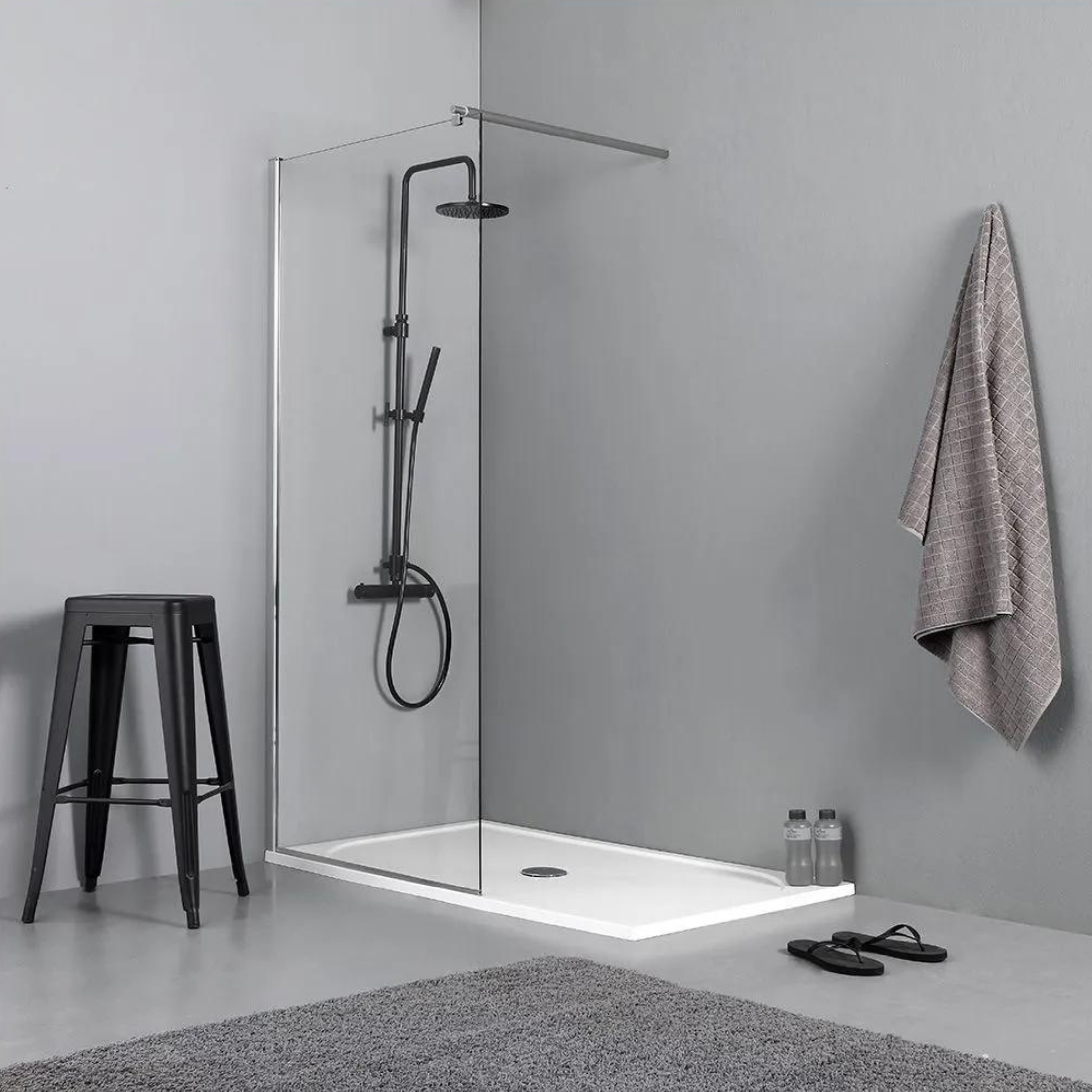 Parete doccia fissa "Walk-In" box bagno moderno in cristallo temperato h 190 cm