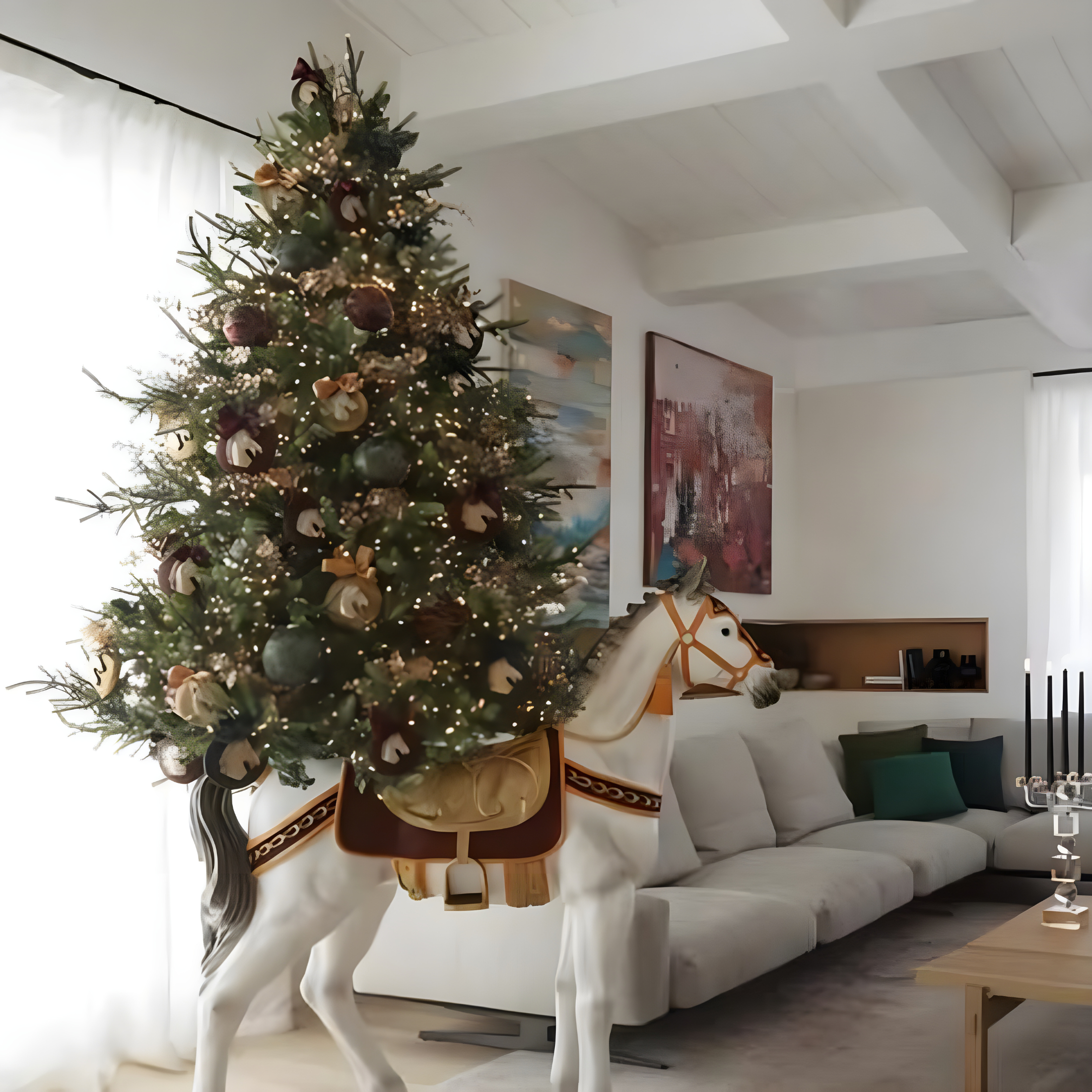 Sapin de Noël "Couronne" avec Micro LED intégrées 100% PE Effet Real Touch h 240 cm