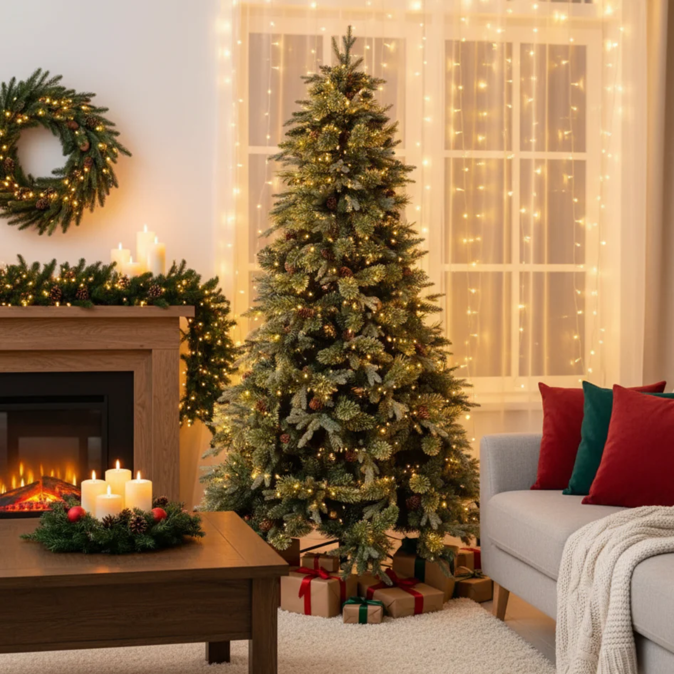 Sapin de Noël "Bougie" en PE effet toucher réel et PP effet aiguille de pin