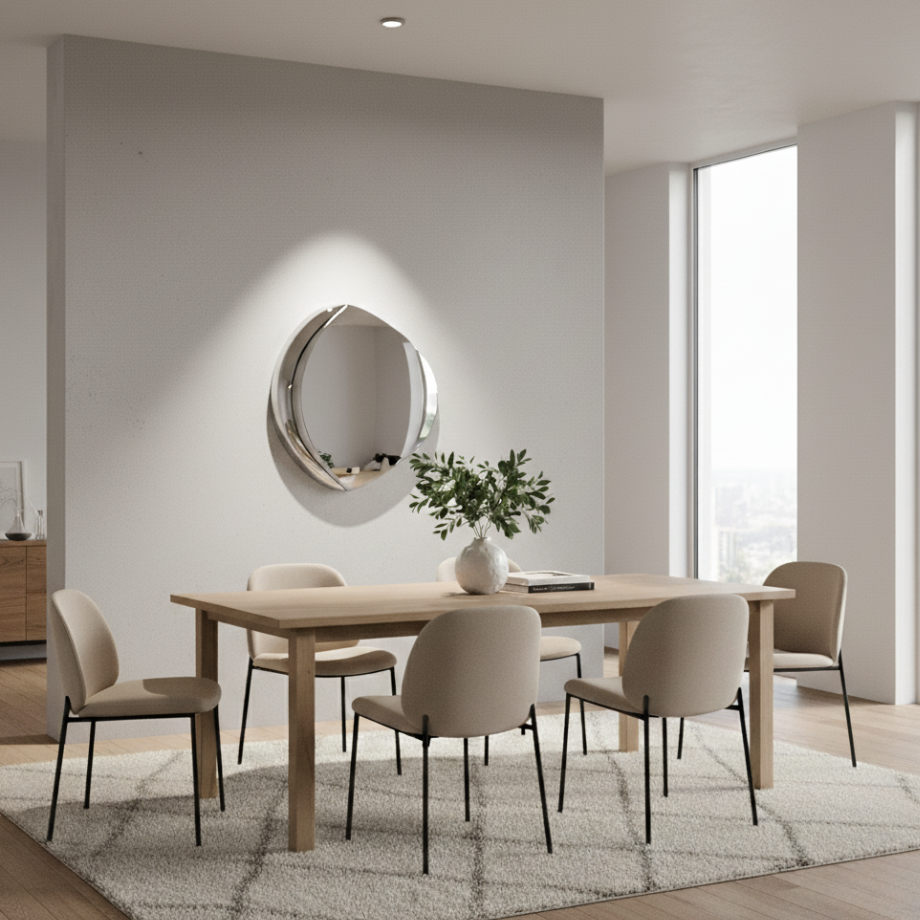 Specchio da parete sagomato "Silhouette" con semi cornice in vetro fuso