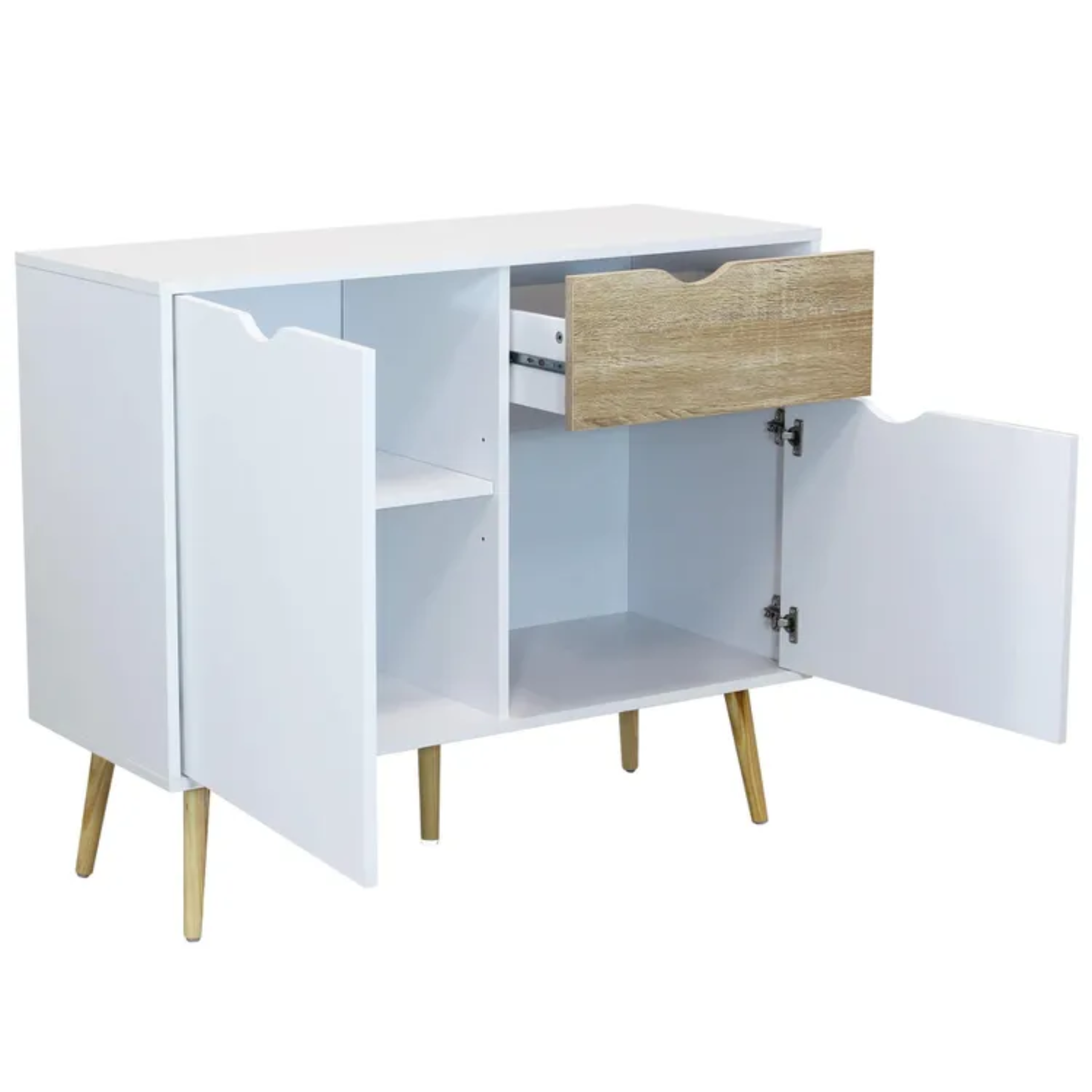 Credenza mobile Da soggiorno Madia Oslo in legno bianco rovere moderno