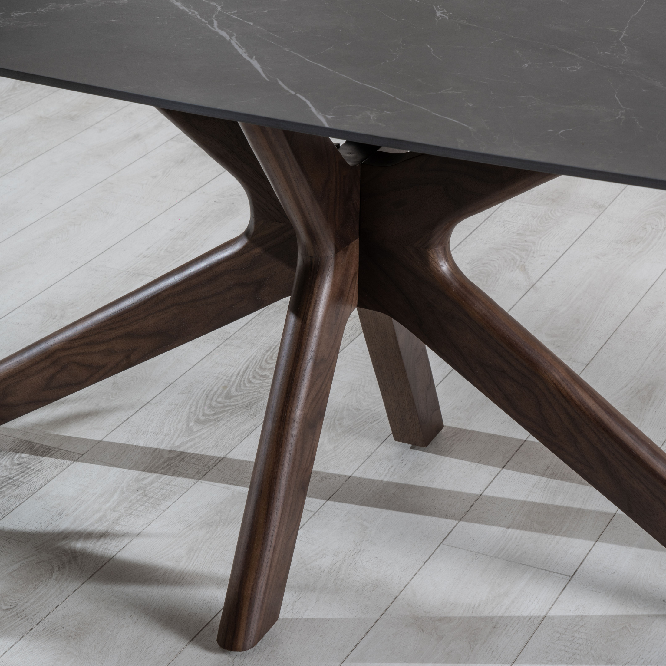 Table fixe en céramique "Gemini" effet marbre 180x90 cm 76h
