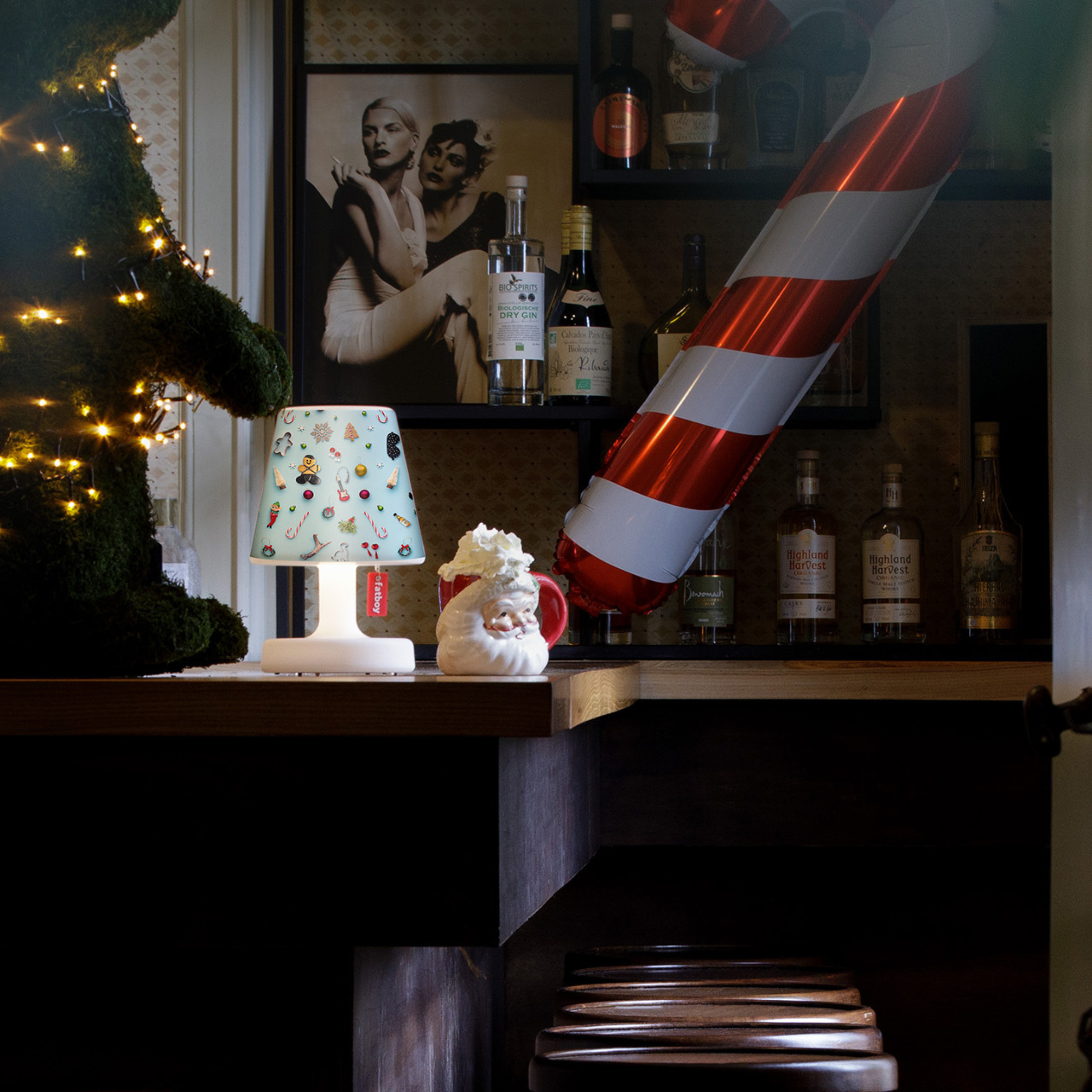 Cache-lampe de Noël "Cooper Cappie" abat-jour en PP mat 34x14 cm