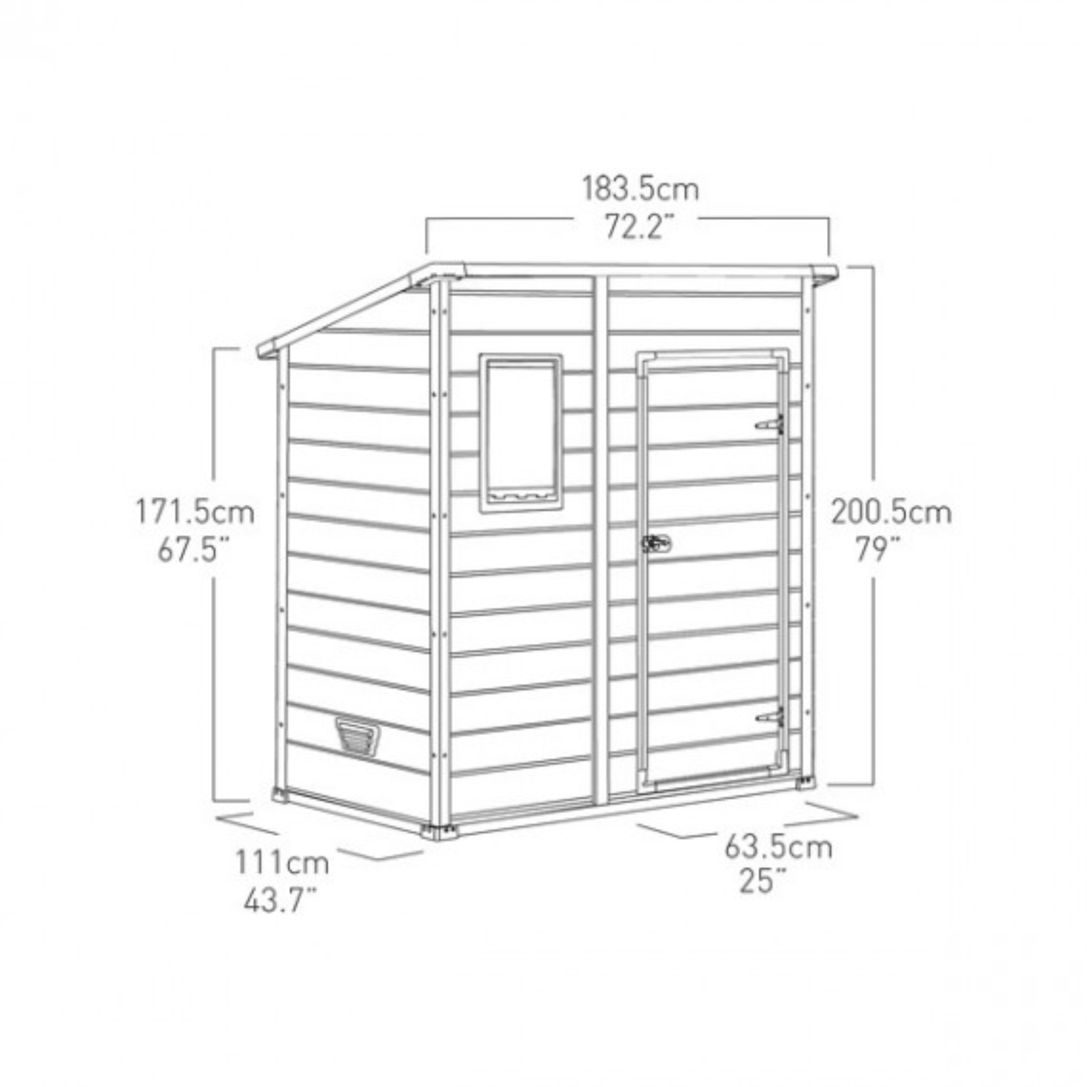 Casetta da giardino in resina "Pent" con finestra frontale cm 184x111 200h