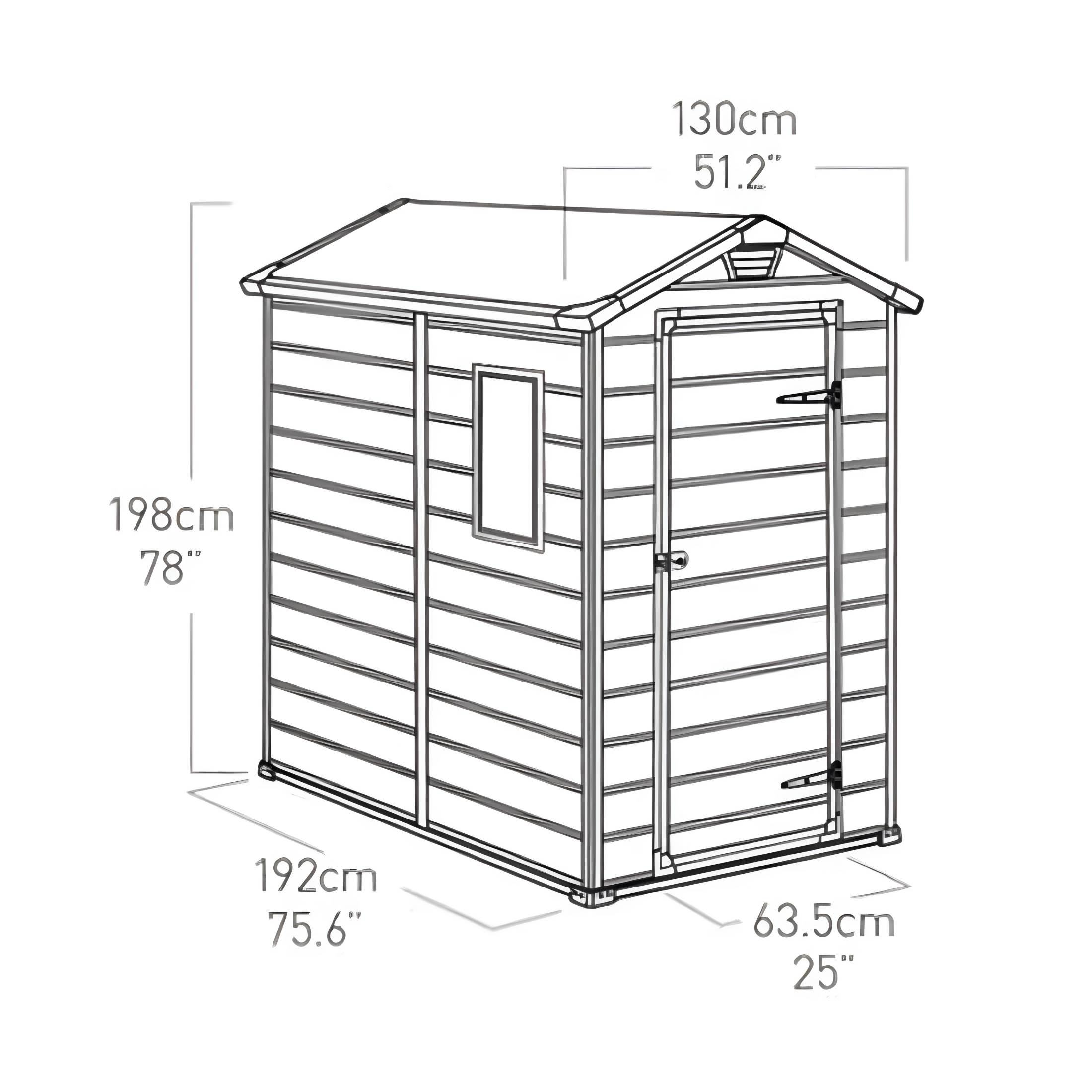 Casita de resina para jardín "Escape" con ventana lateral 130x192 cm 198h