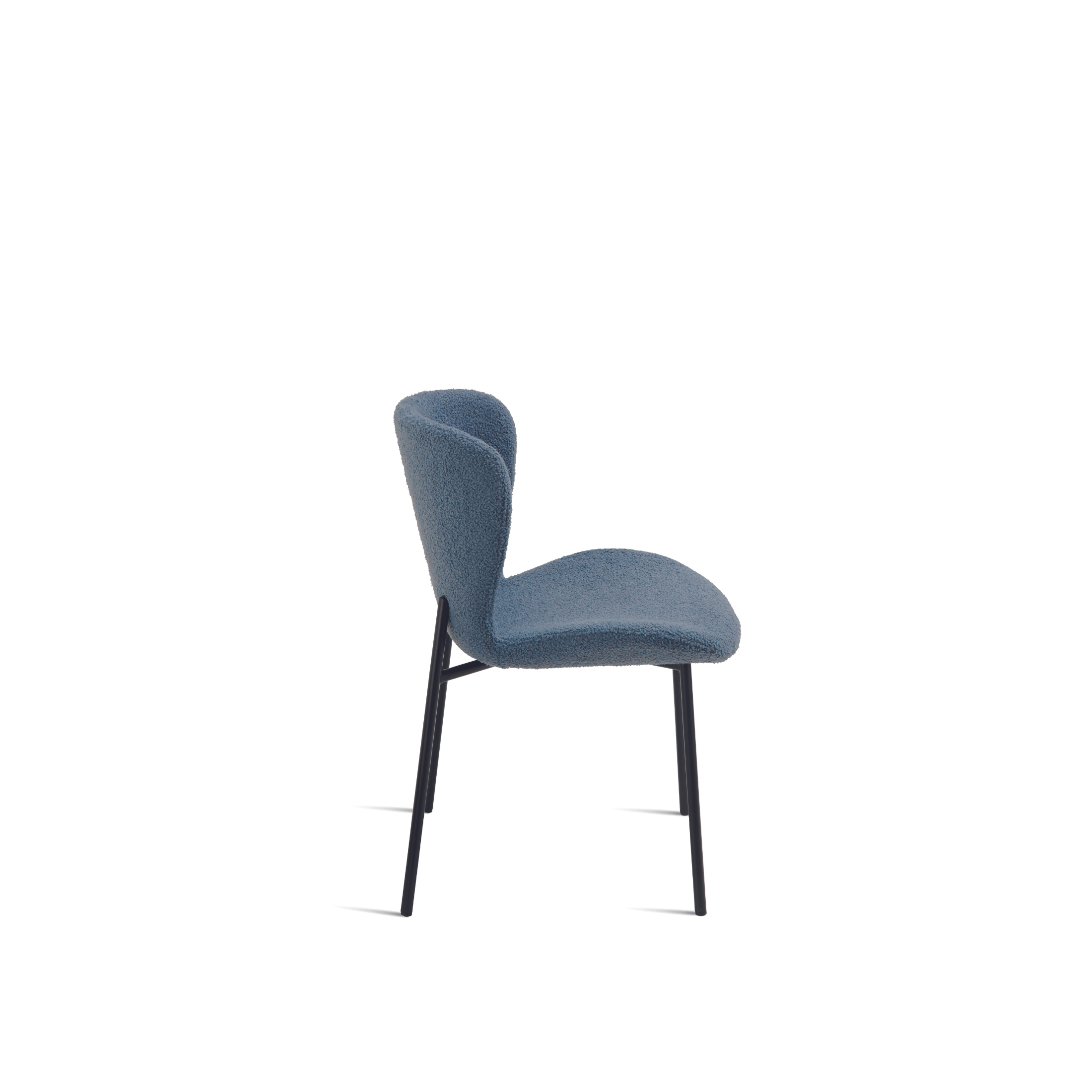 Set 4 pz sedie moderne imbottite "Abram" in tessuto bouclé écru da soggiorno