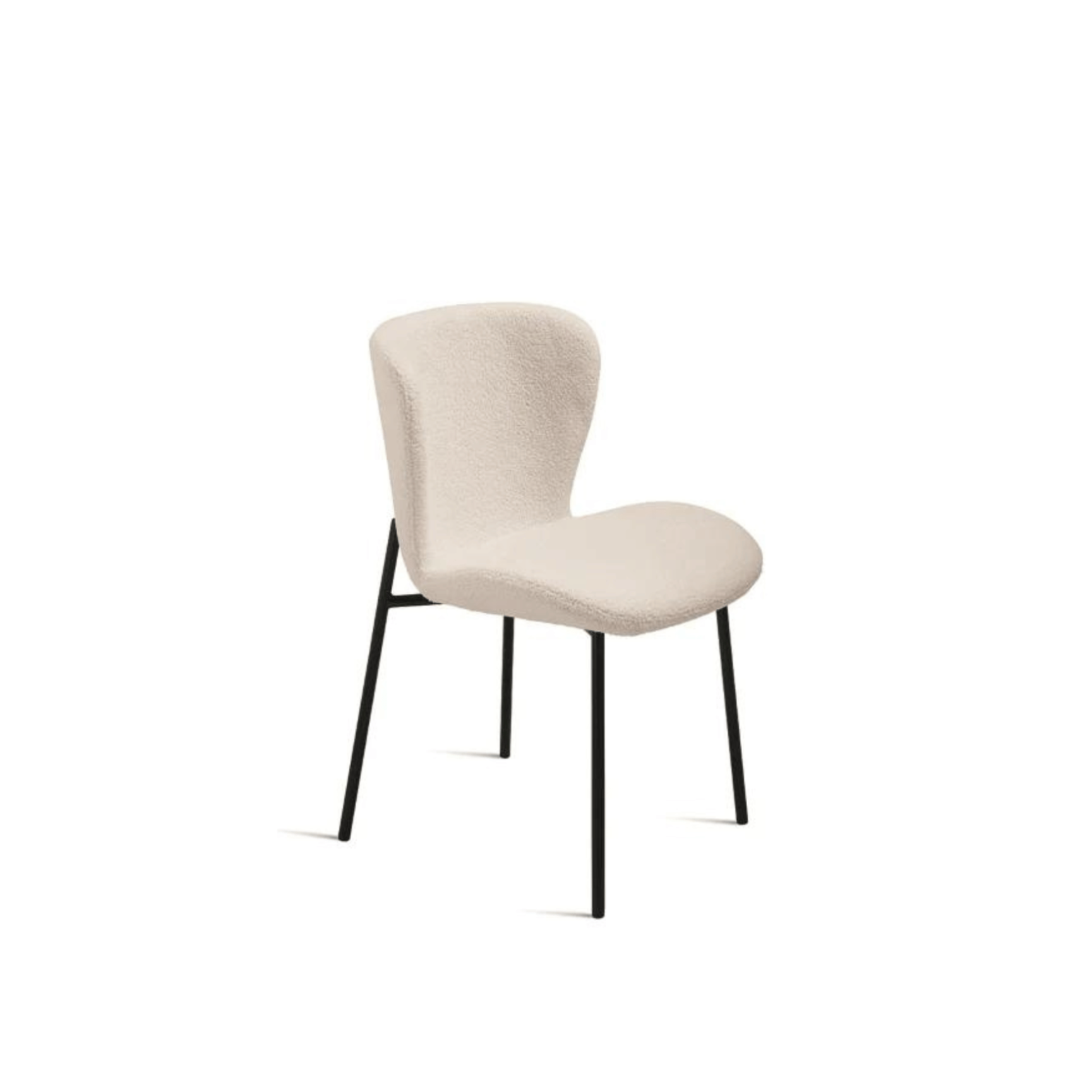 Set 4 pz sedie moderne imbottite "Abram" in tessuto bouclé écru da soggiorno
