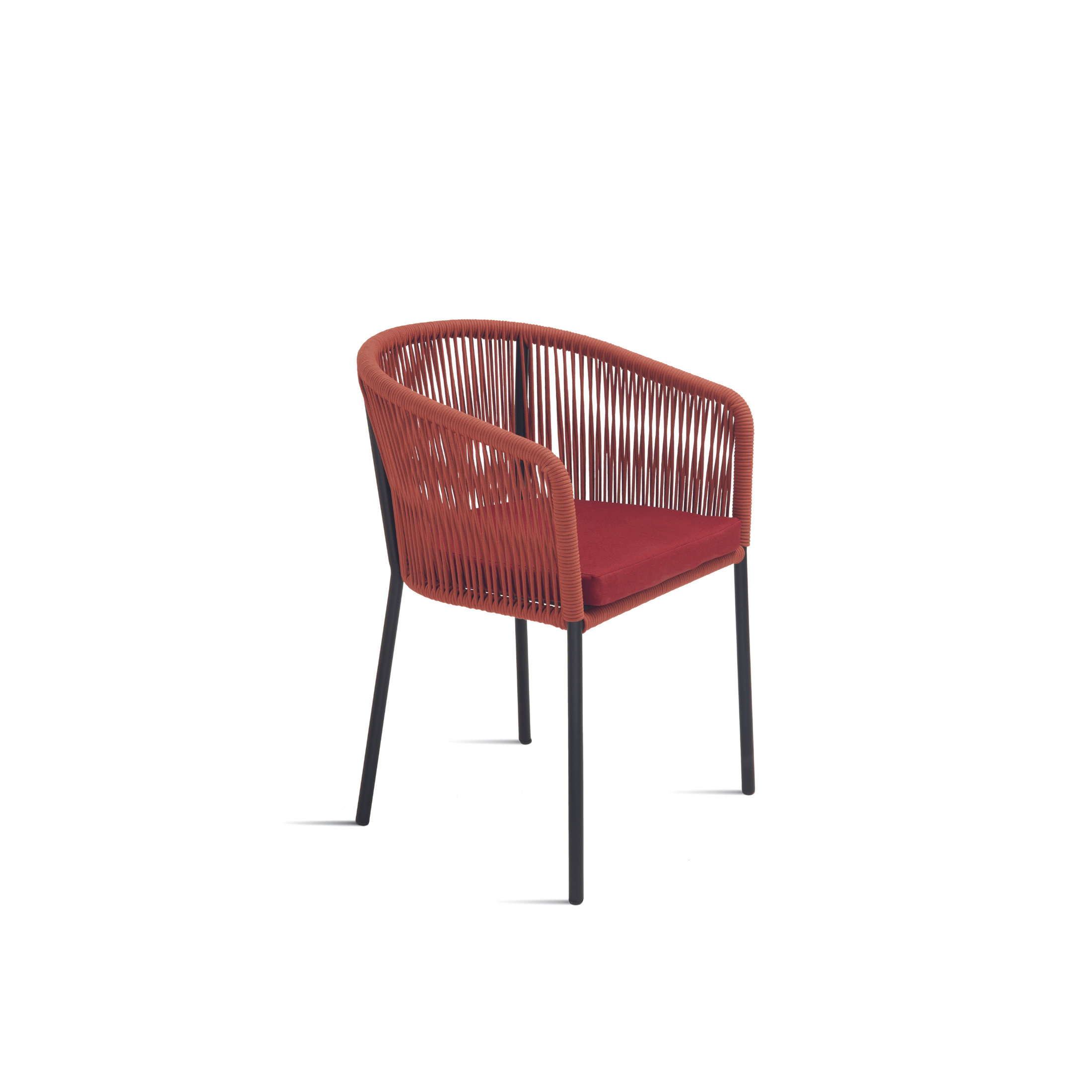 Chaise moderne en corde "Joan" assise rembourrée pour salon 55x56 h78 cm