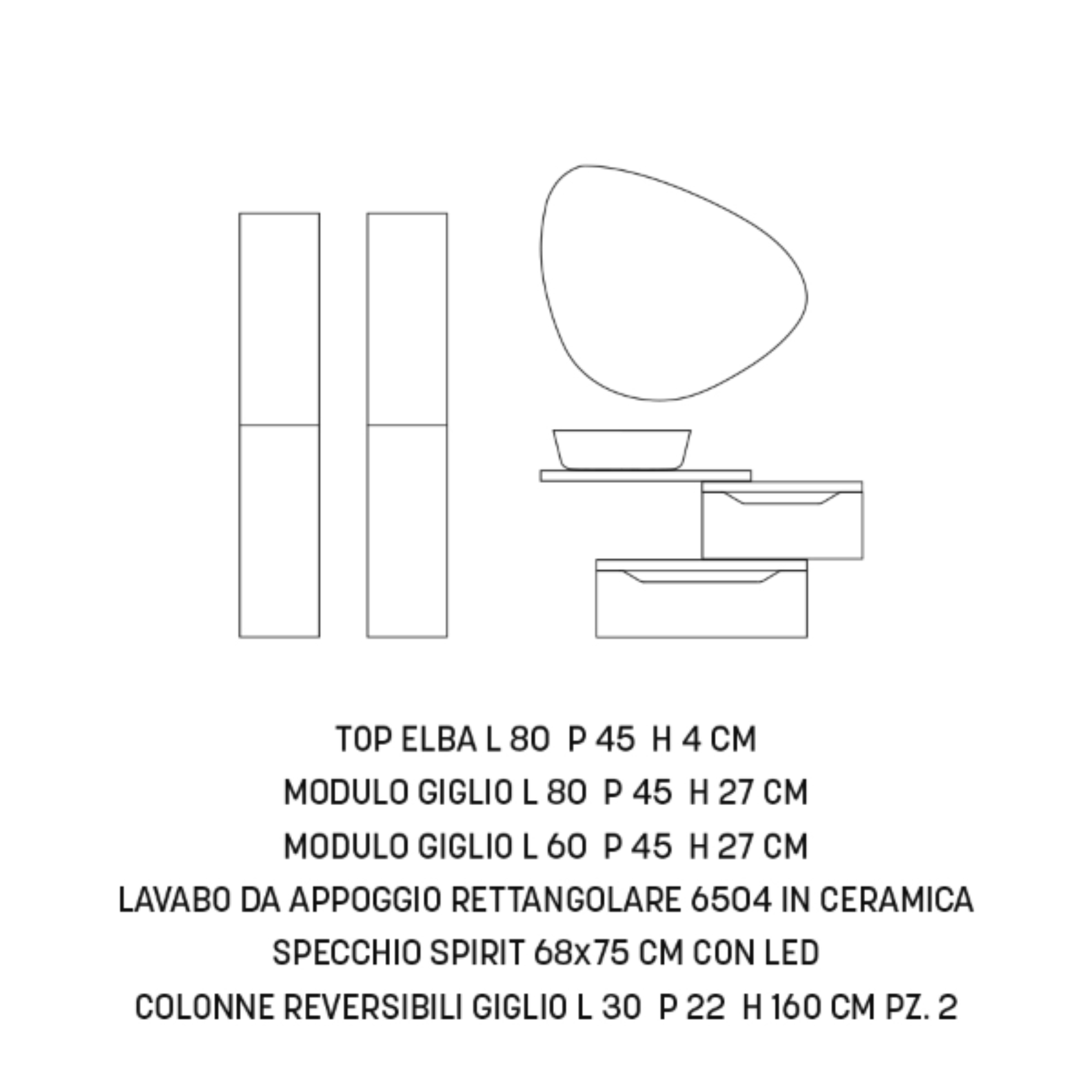 Mueble de baño suspendido "Mixi c" 2 cajones 2 columnas lavabo sobre encimera espejo LED