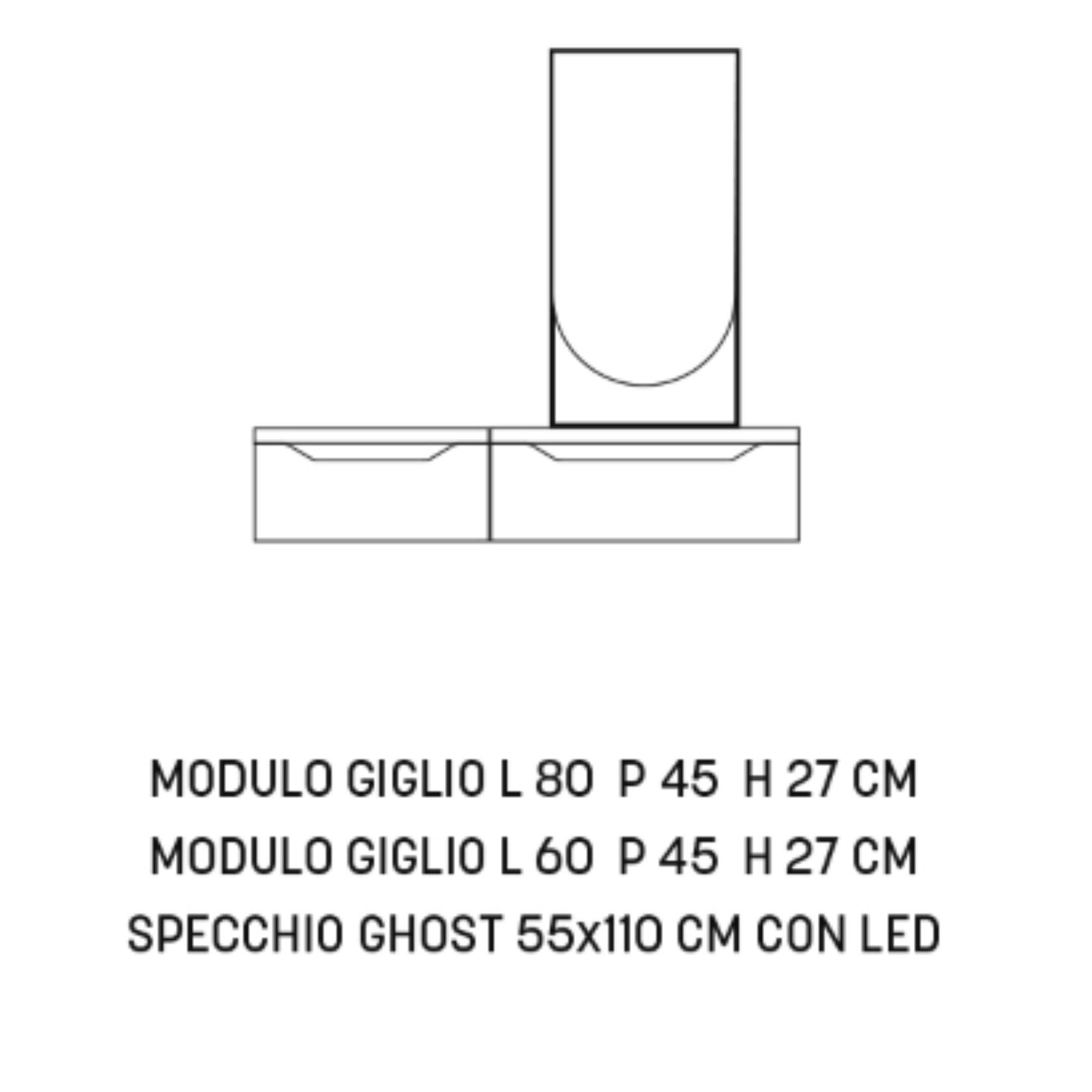 Mobile da bagno sospeso "Sonia" moderno 2 cassetti specchio led