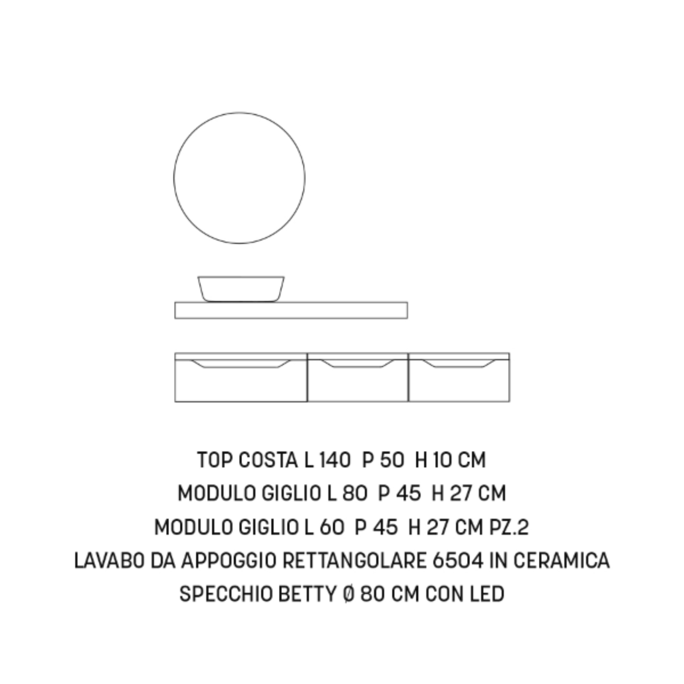 Meuble de salle de bain suspendu moderne "Mixi h" 3 tiroirs, vasque à poser, miroir LED