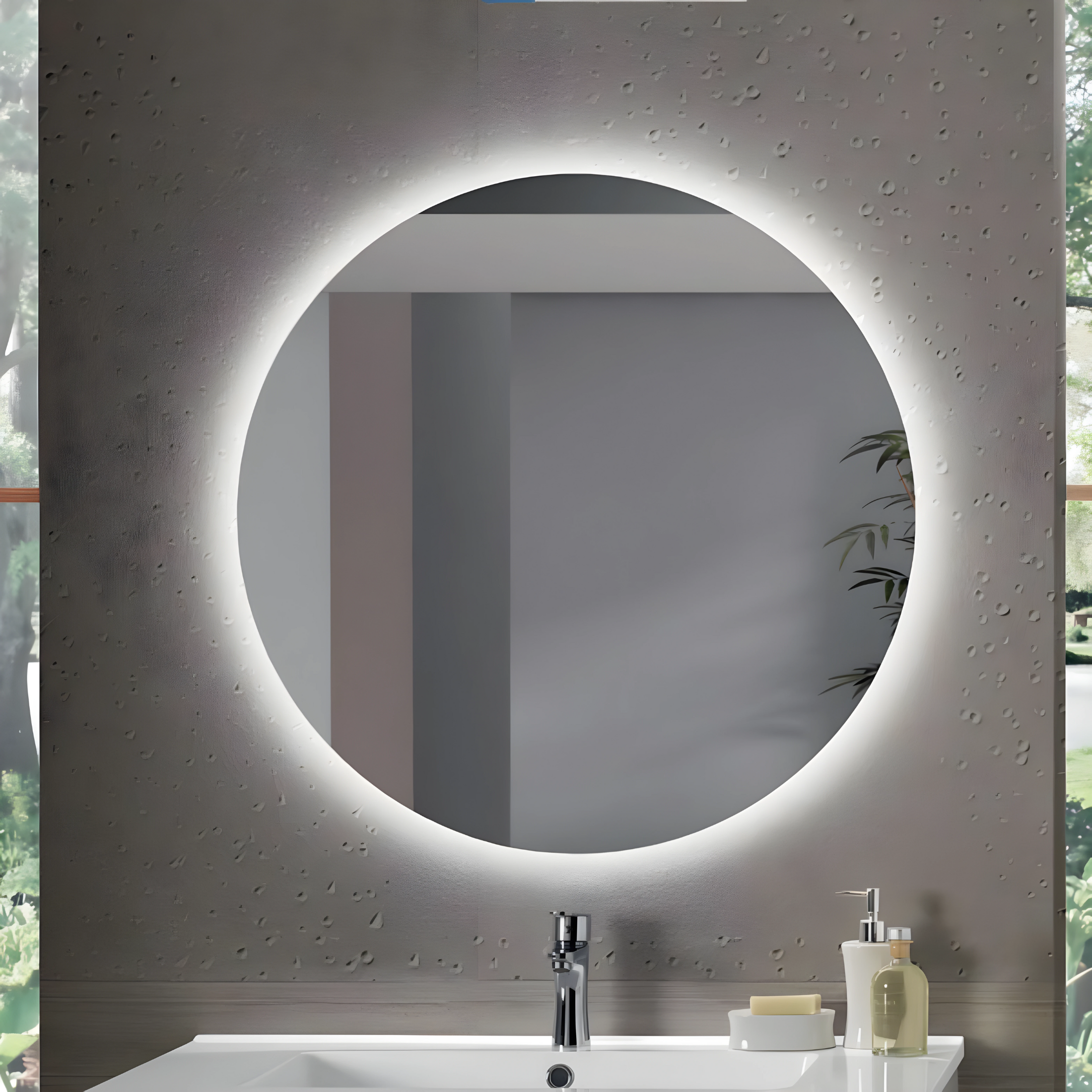 Mobile da bagno sospeso "Elion" 2 colonne 2 lavabo 2 Top specchio Led