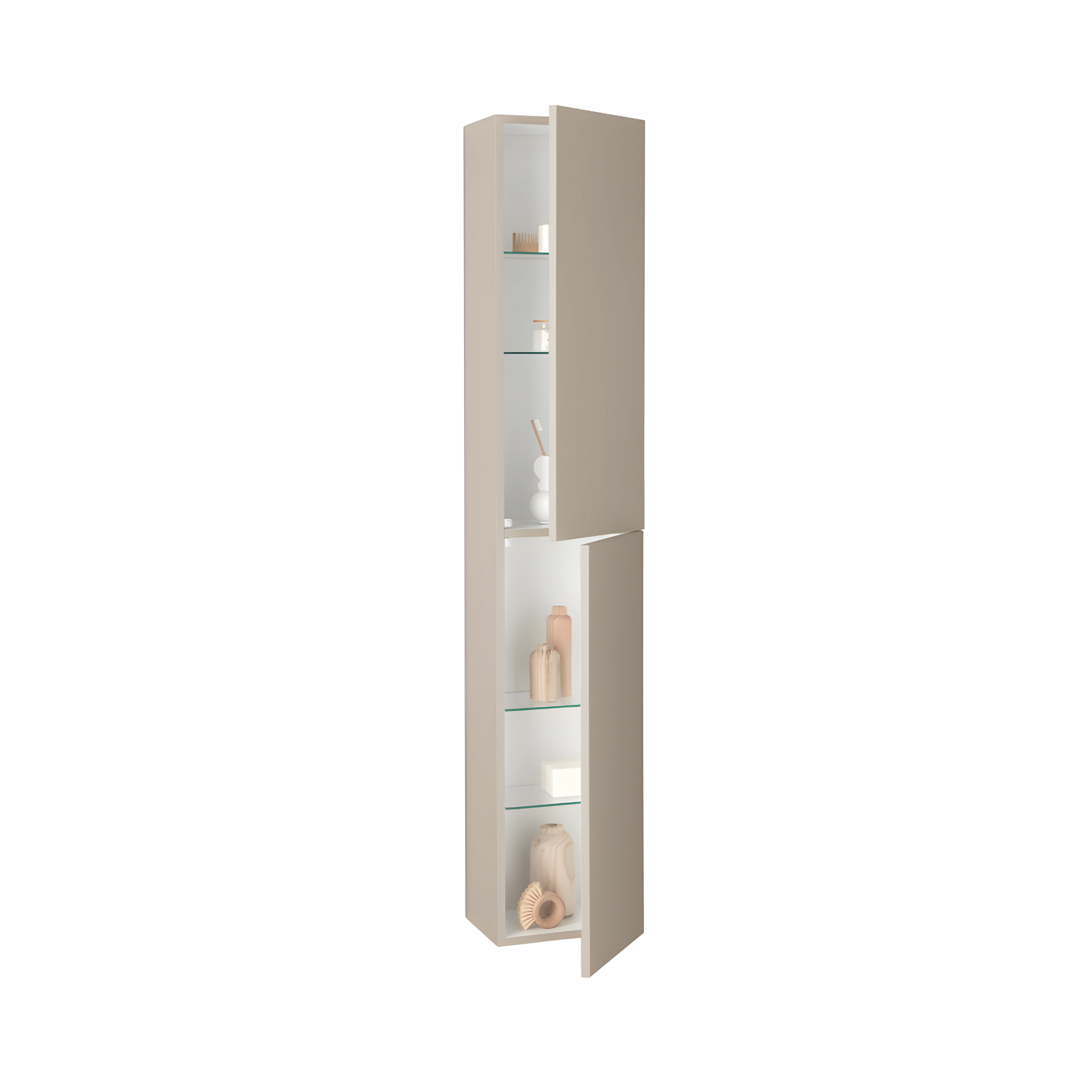 Mueble de baño suspendido "Mixi l" 2 columnas 2 lavabos 2 encimeras de espejo LED