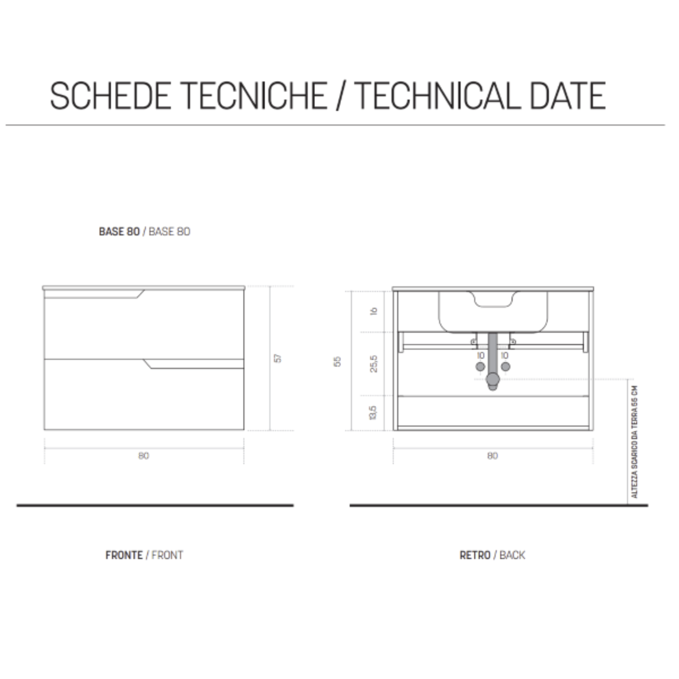 Meuble de salle de bain suspendu "Bora 80" lavabo miroir LED moderne 2 tiroirs