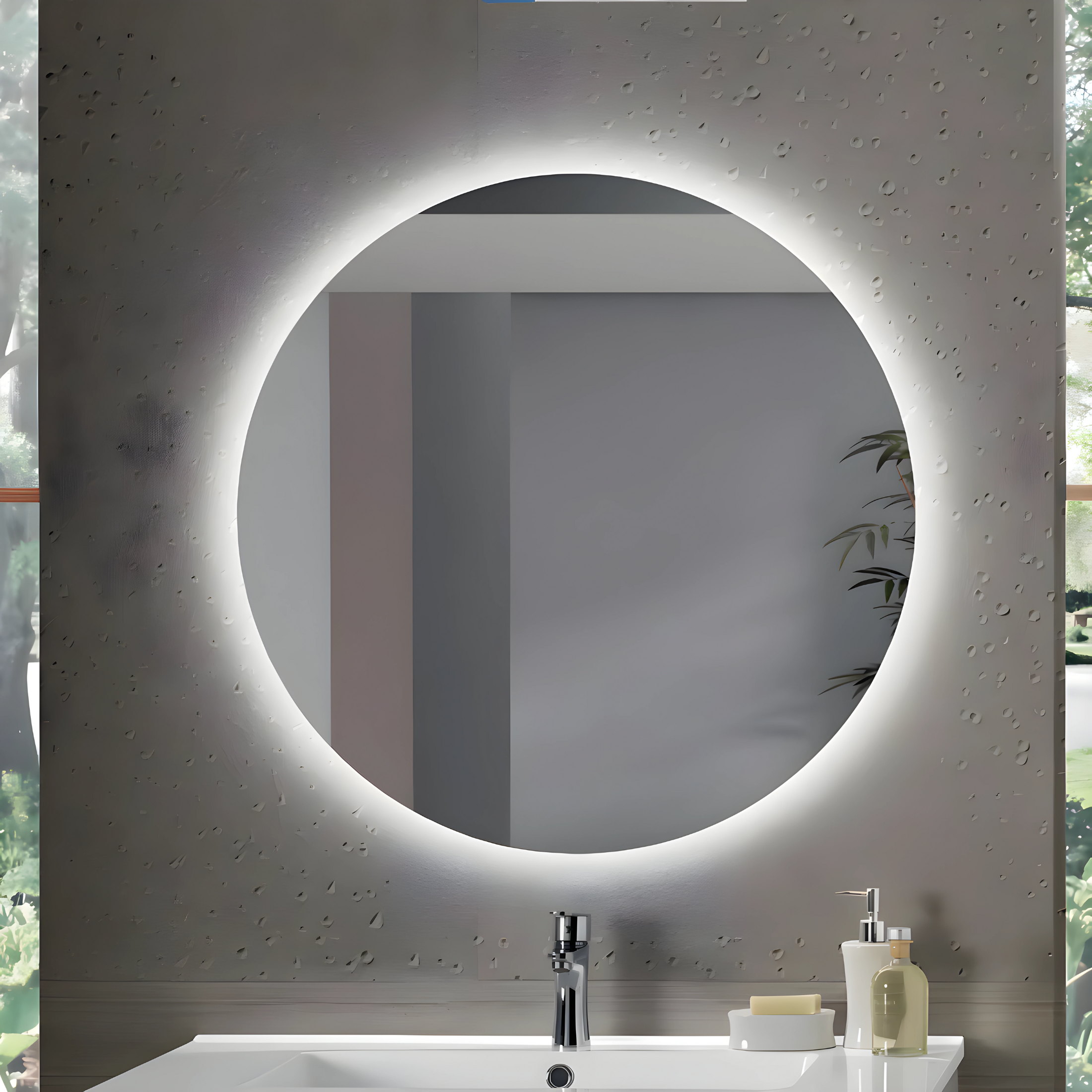 Mobile da bagno sospeso "Zoe100gri" con 2 cassetti lavabo specchio Led e colonna sospesa