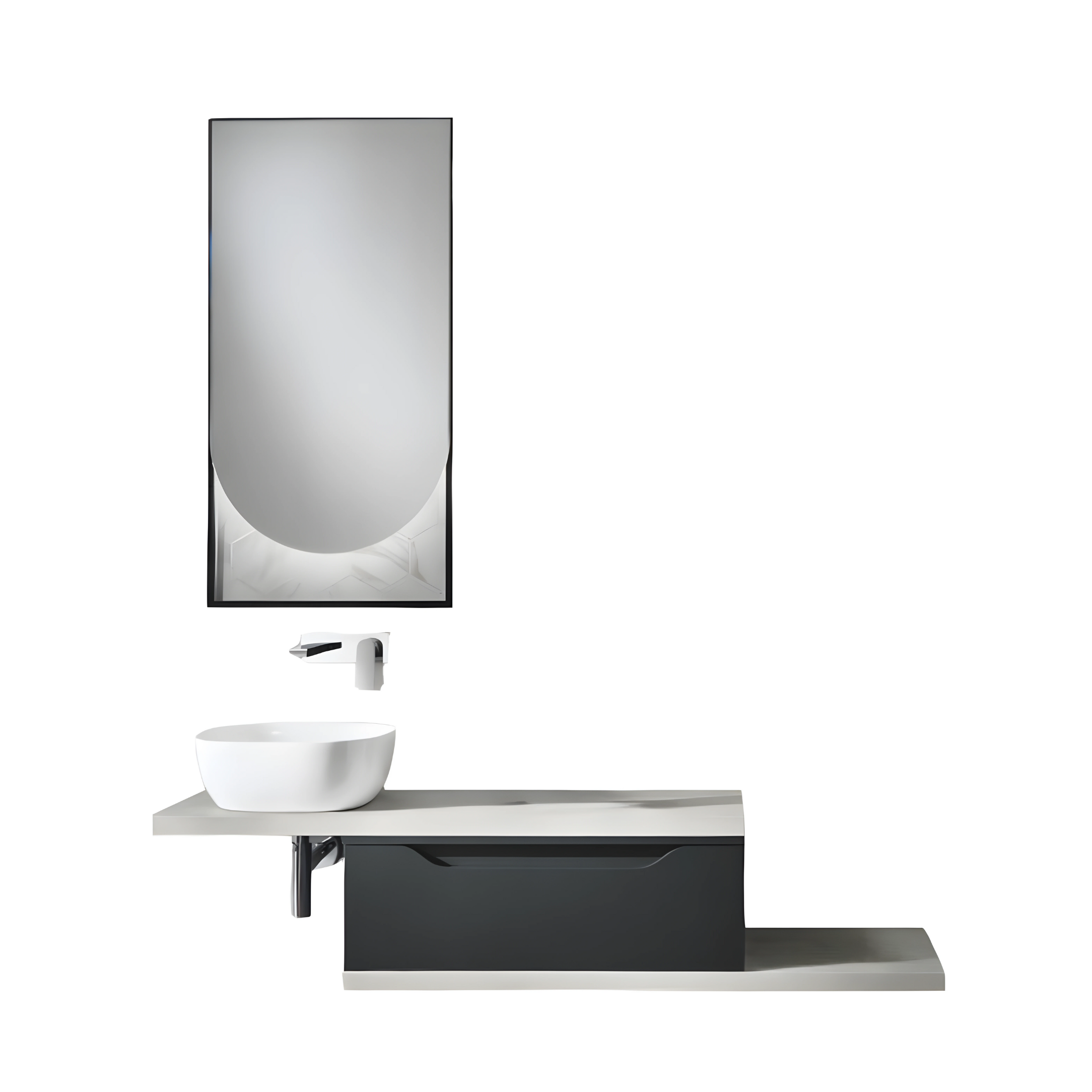 Mueble de baño moderno suspendido "Mixi f" lavabo sobre encimera con espejo LED de 1 cajón