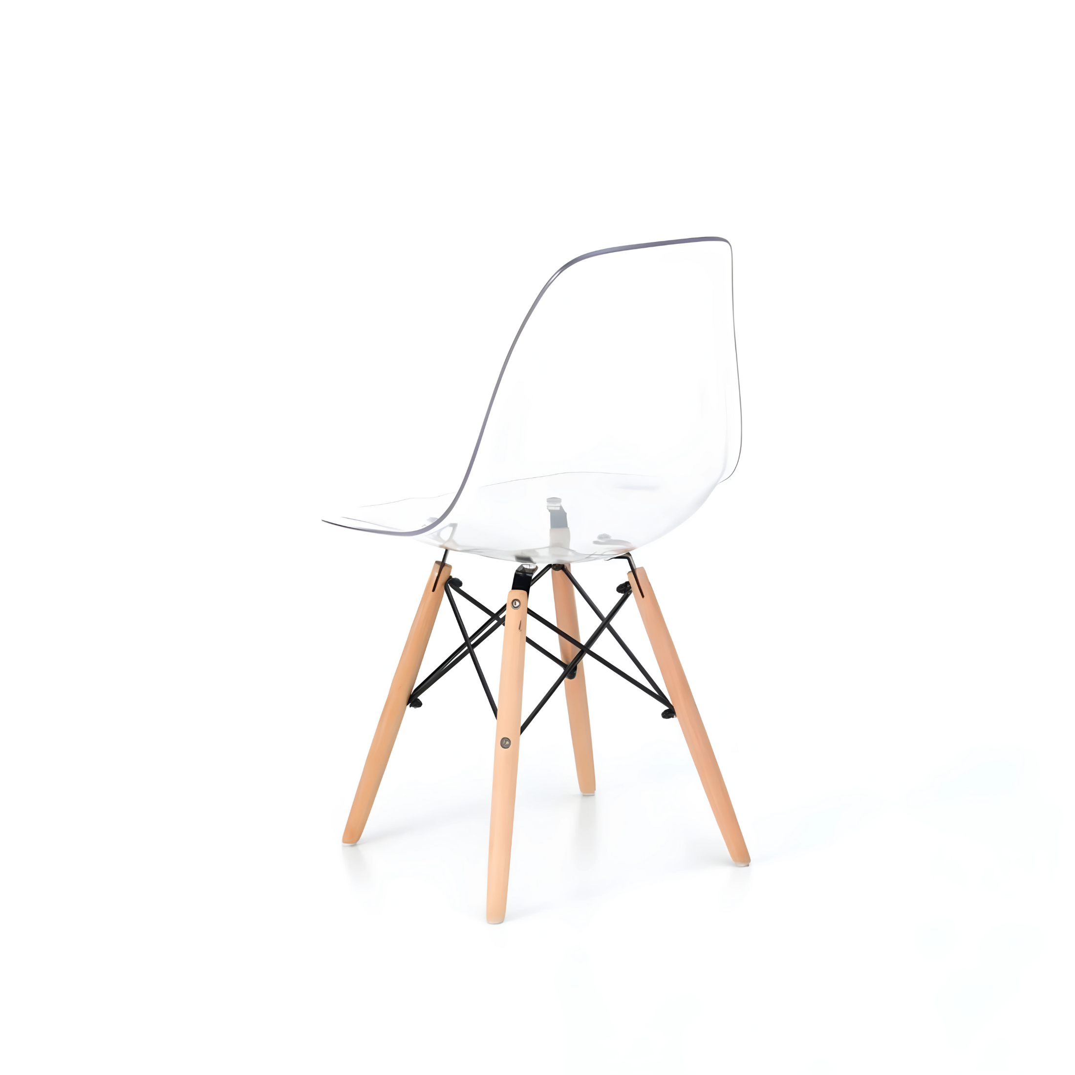 Silla transparente en policarbonato patas de madera "Isotta" sillón moderno 46x47 cm 82h