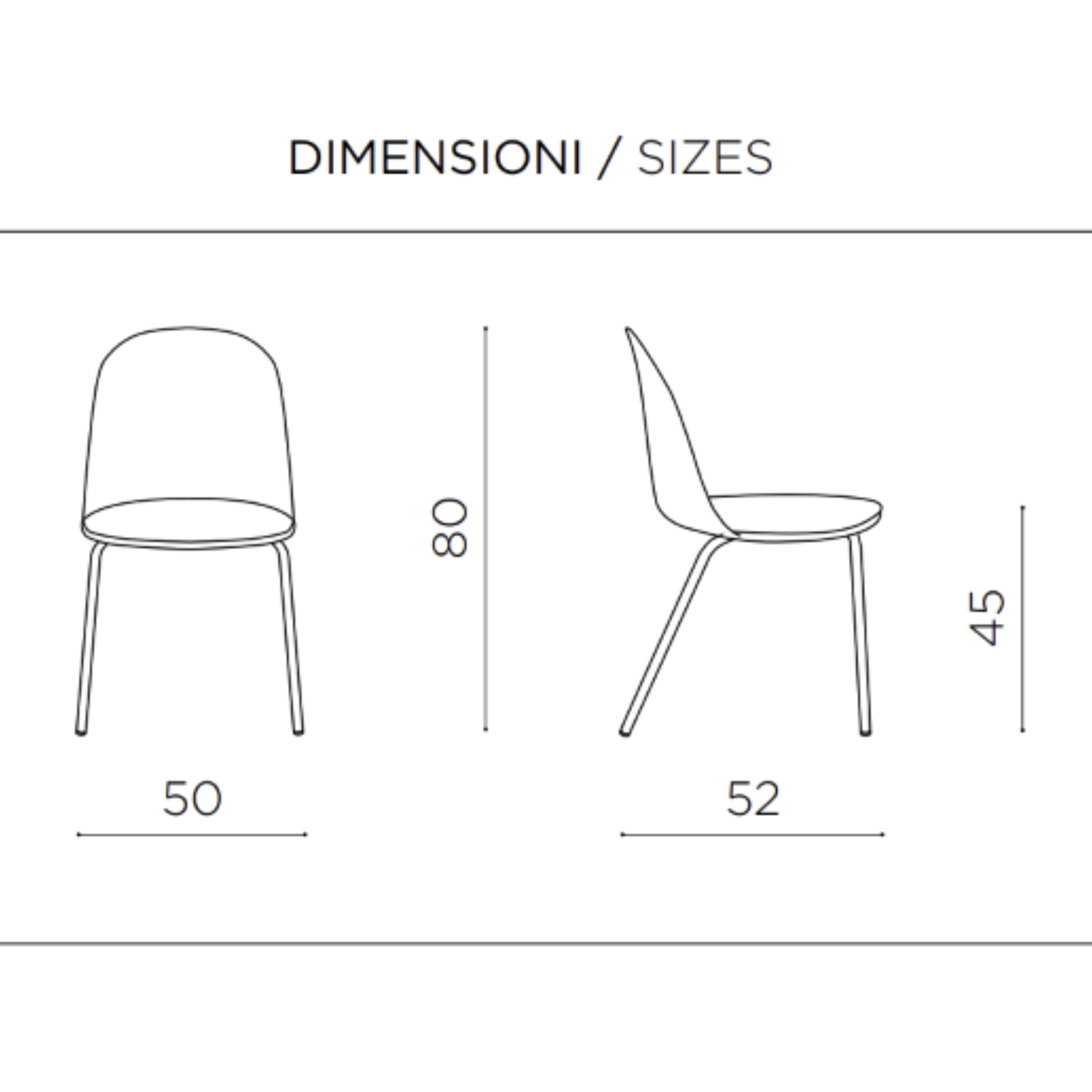 Set di sedie imbottite moderne "Lete" in polipropilene cm 50x52 h80