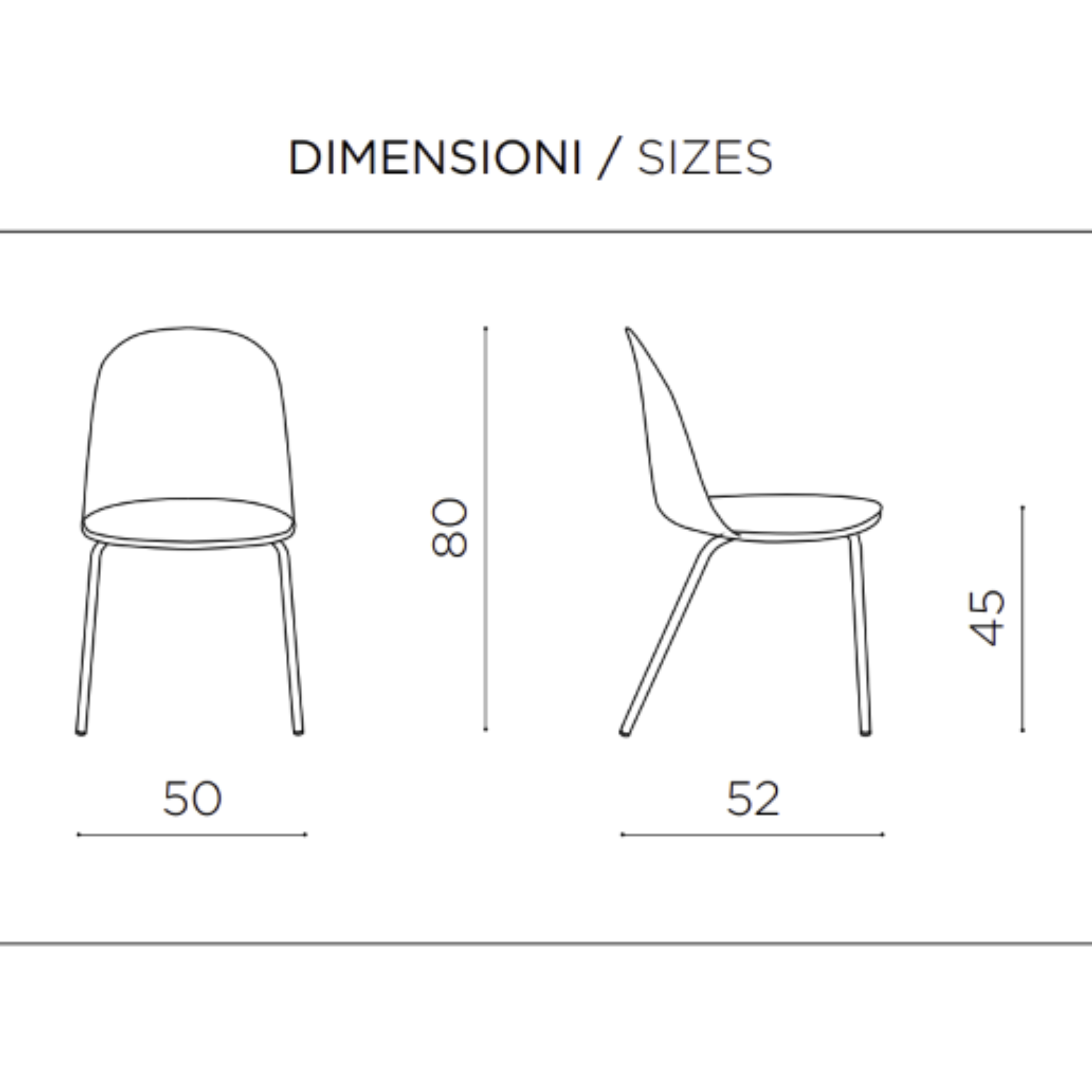 Silla moderna acolchada "Lete" de polipropileno 50x52 h80 cm