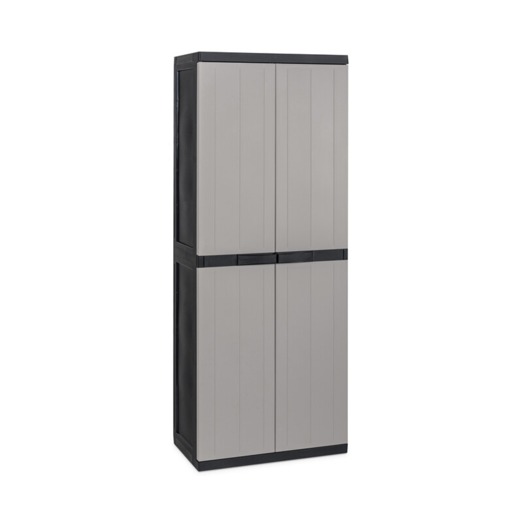 Armario de almacenamiento de 2 puertas de polipropileno con estantes en negro y gris tórtola