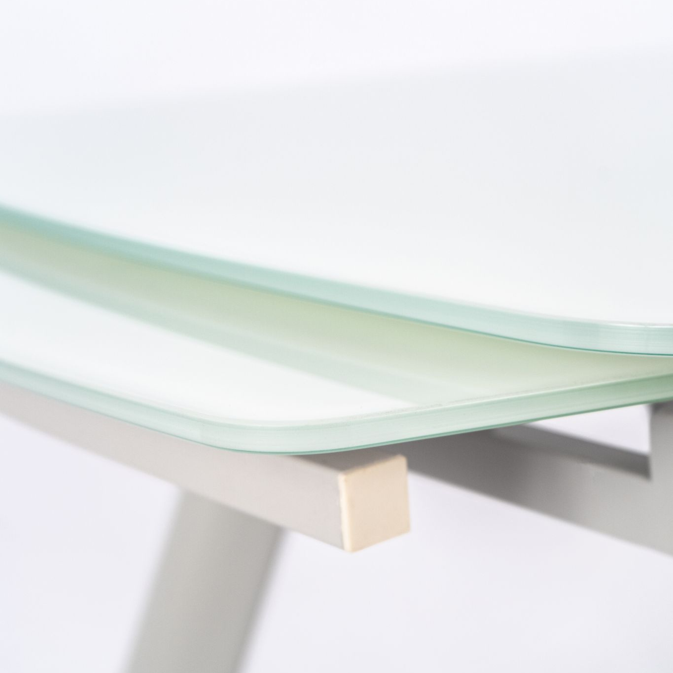 Table extensible en verre trempé extra Blanc "Phil" avec pieds en métal gris clair 140/210x90 h76 cm