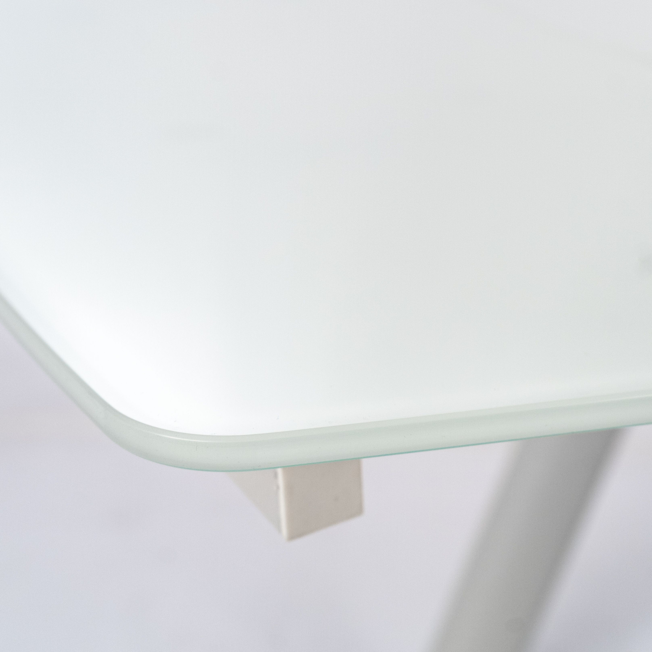 Table extensible en verre trempé extra Blanc "Phil" avec pieds en métal gris clair 140/210x90 h76 cm
