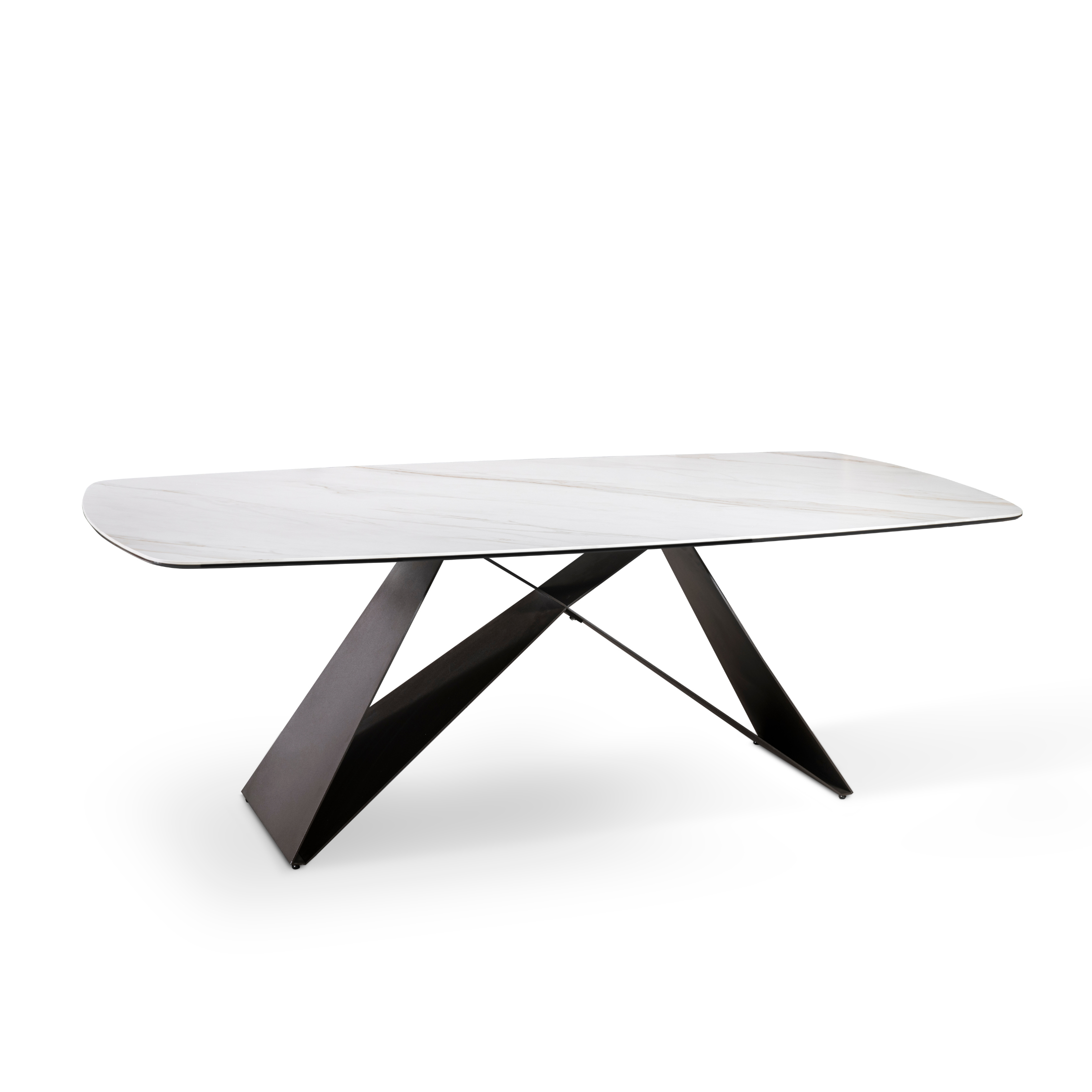 Tavolo moderno in ceramica "Loyra" effetto marmo fisso cm 220x110 76h