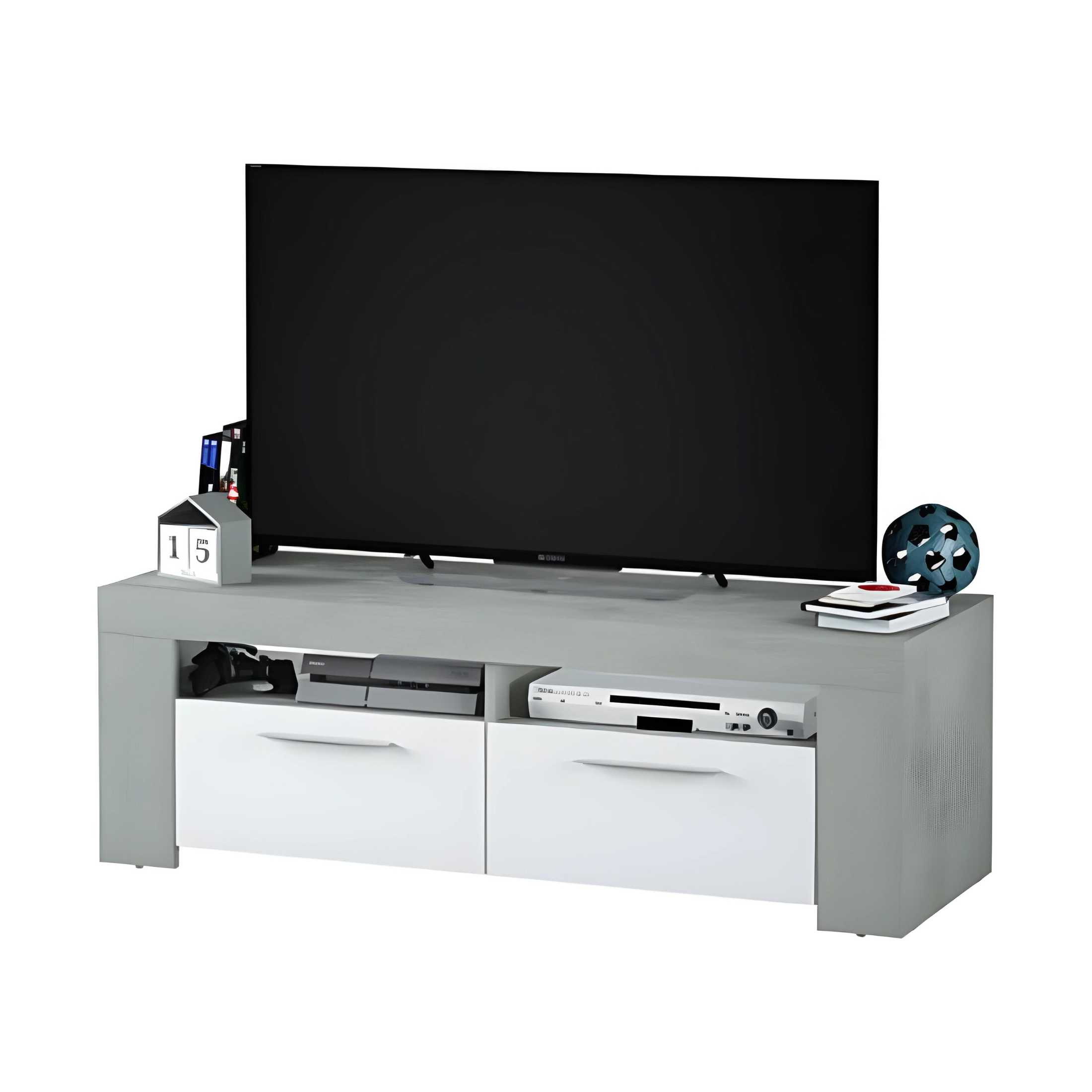 Mueble TV Abit hormigón y blanco 120x42x h40 cm