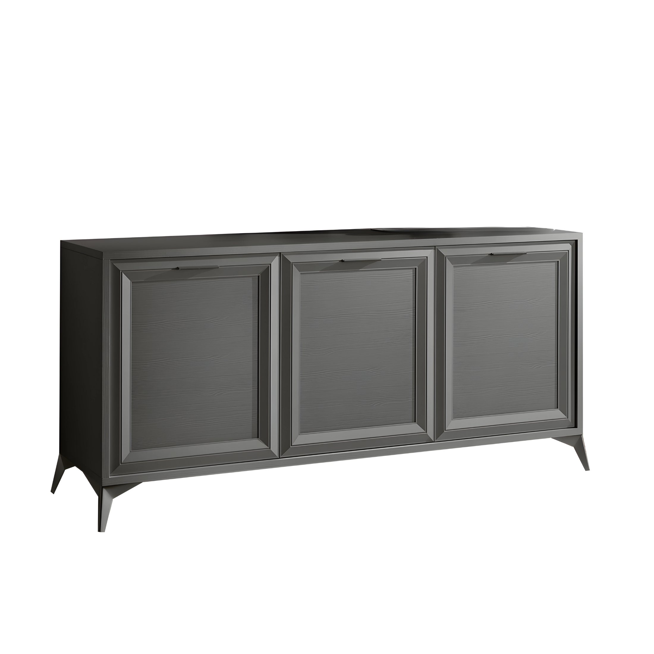 Buffet moderne 3 portes "Jazz" en bois gris London avec pieds en métal 185x51,5 cm 78,5h