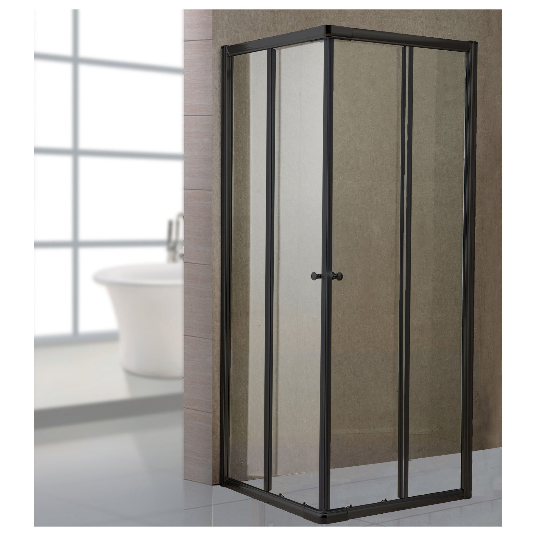 Mampara de ducha de esquina con puertas correderas Cristal de aluminio negro mate 185 cm h