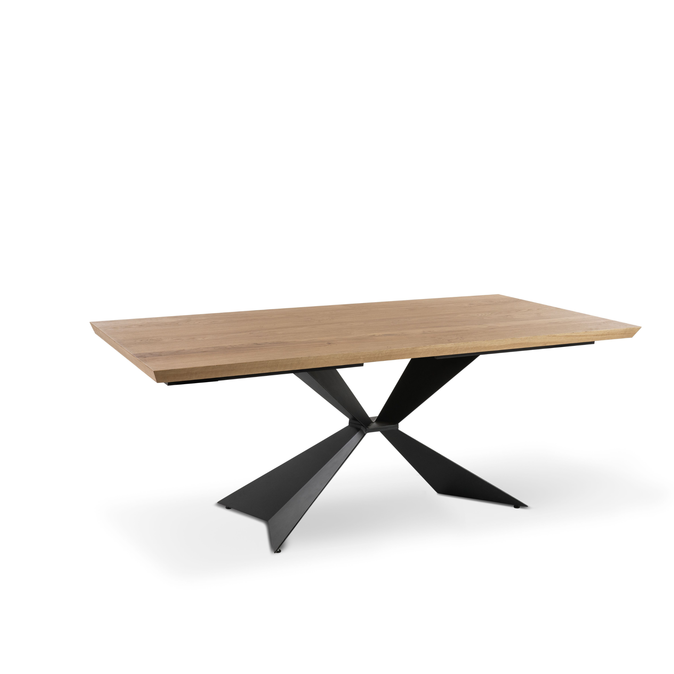 Table extensible "Stark" plateau bois pieds métal 200/300x100 cm 76h