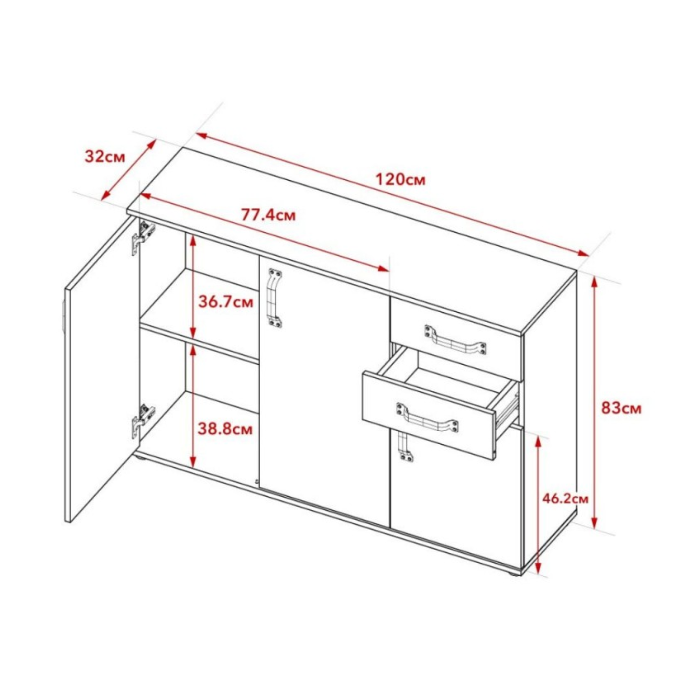 Set mobili da soggiorno "Quadro" in rovere e bianco