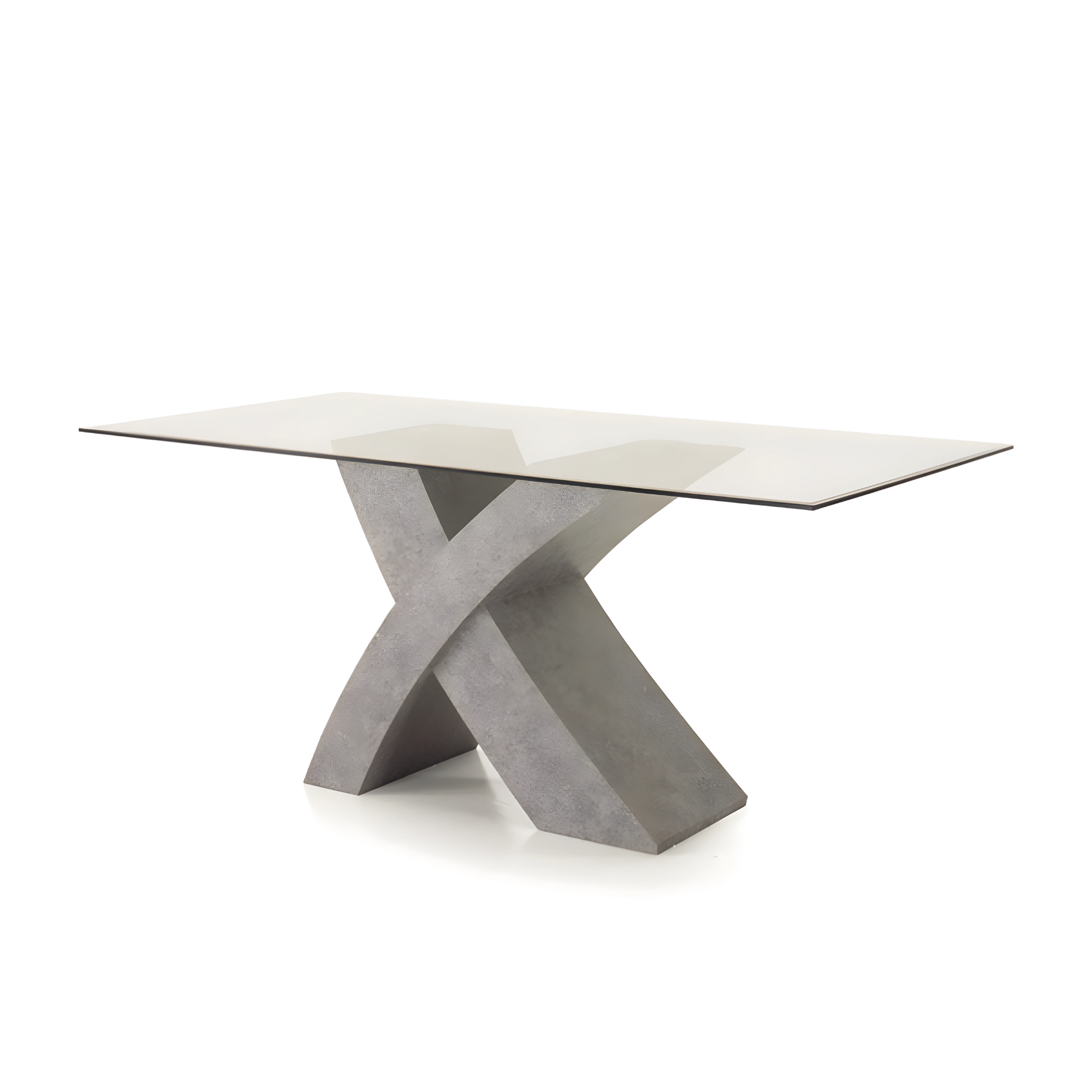 Tavolo fisso da soggiorno "Balance" con base effetto legno e piano in vetro cm 90x180 77h