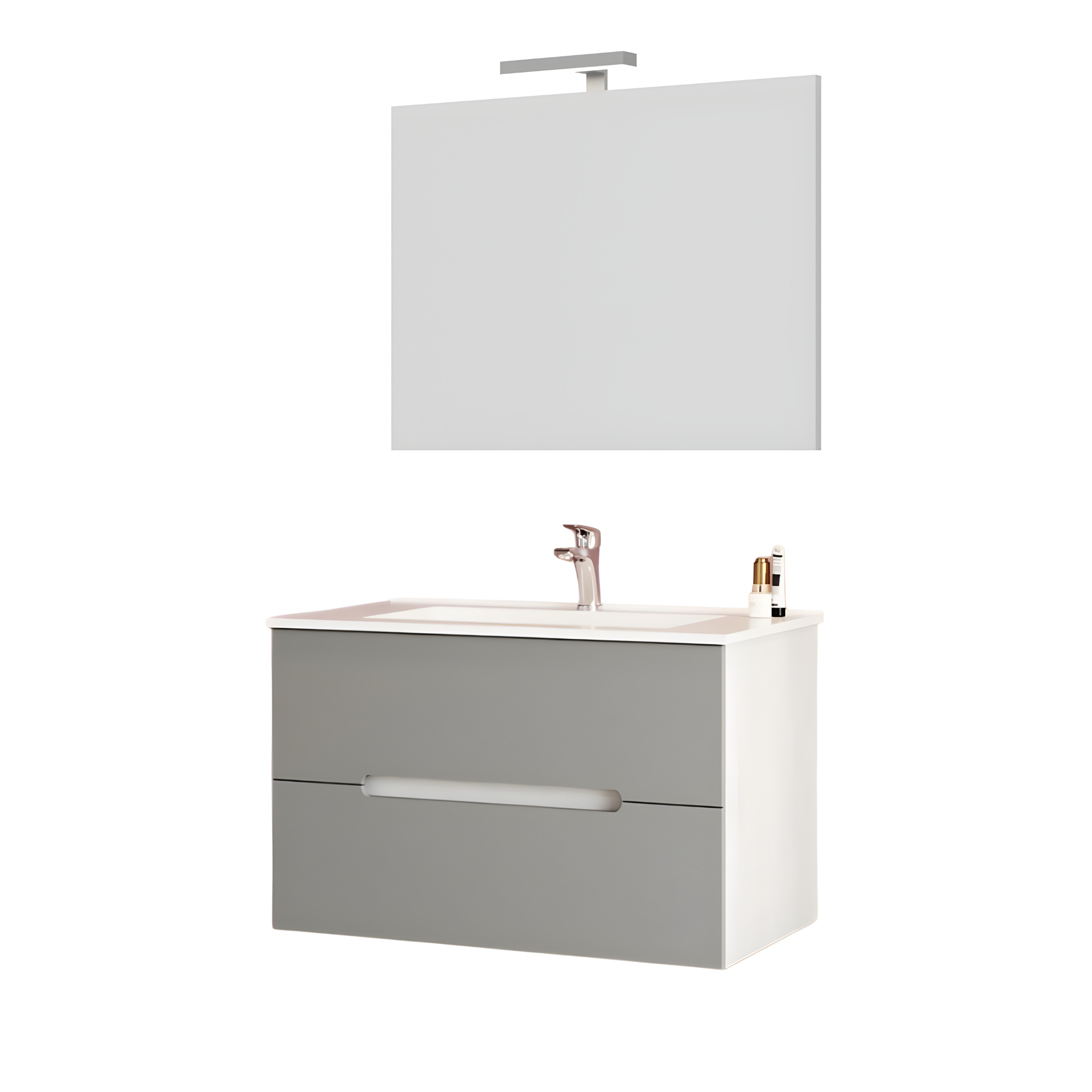 Set di mobili da bagno "Rhovan" con base, lavabo e specchio LED