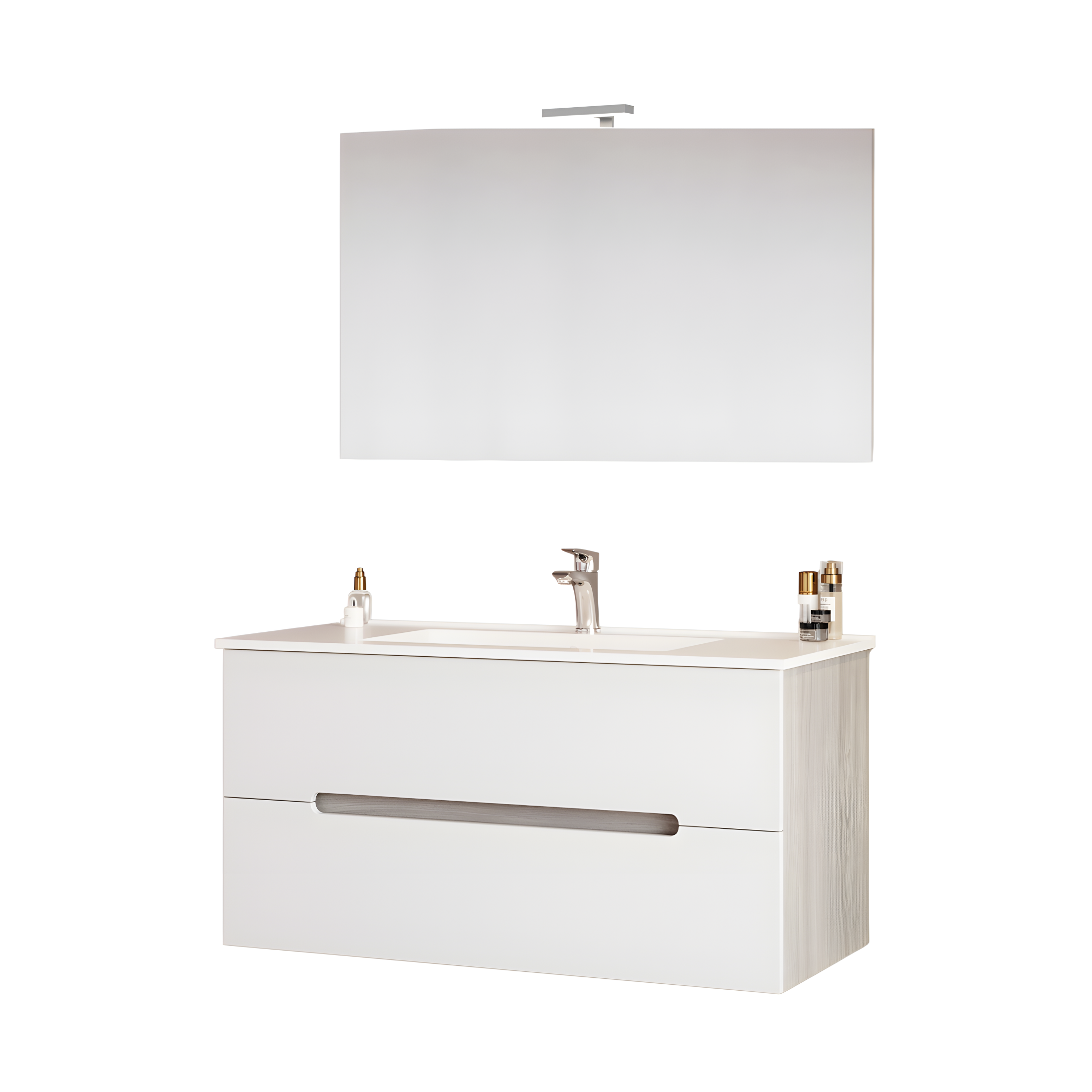 Set di mobili da bagno "Rhovan" con base, lavabo e specchio LED