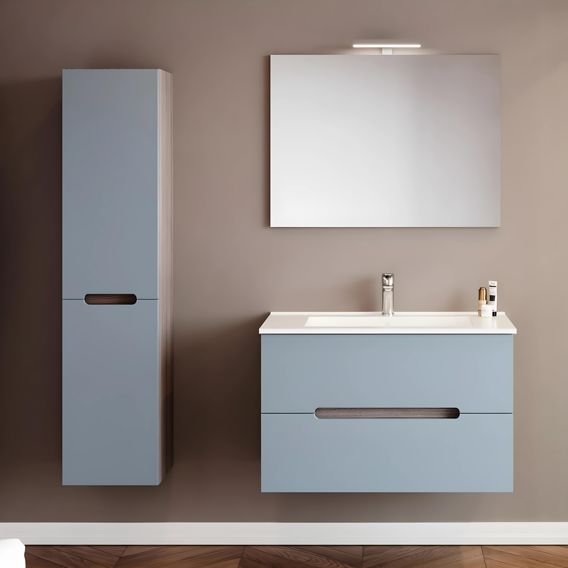 Set di mobili da bagno "Rhovan" con base, lavabo e specchio LED