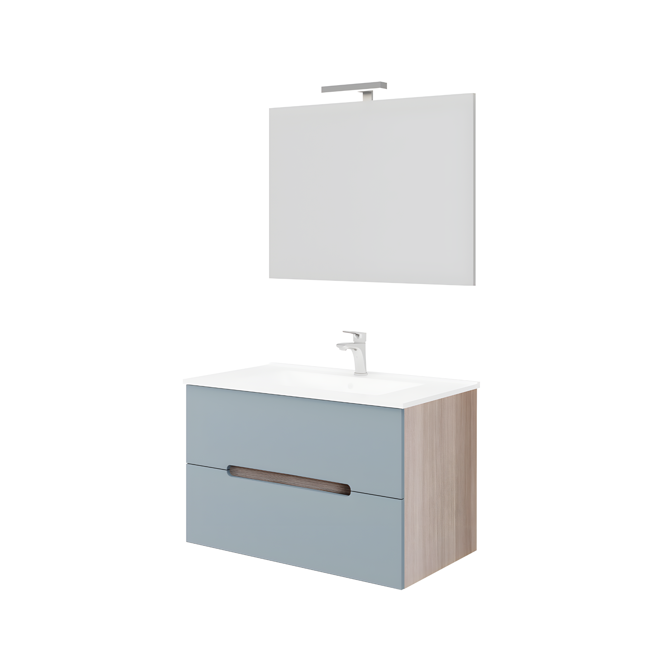 Set di mobili da bagno "Rhovan" con base, lavabo e specchio LED