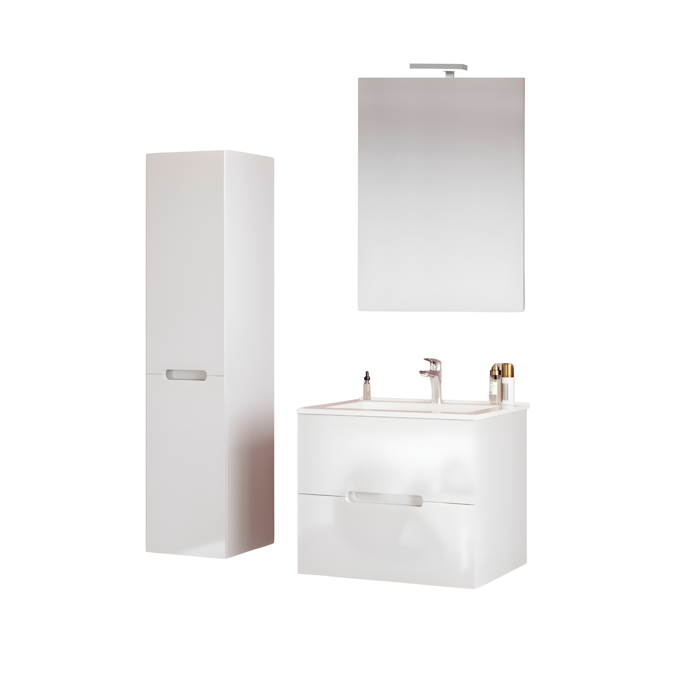 Set di mobili da bagno "Rhovan" con base, lavabo e specchio LED