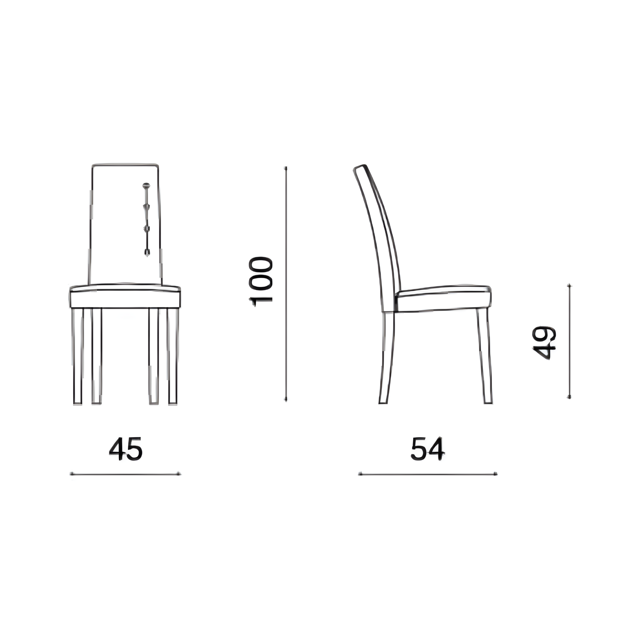 Chaise de salle à manger "Side" en éco-cuir avec 4 boutons latéraux 45x54 cm 100h