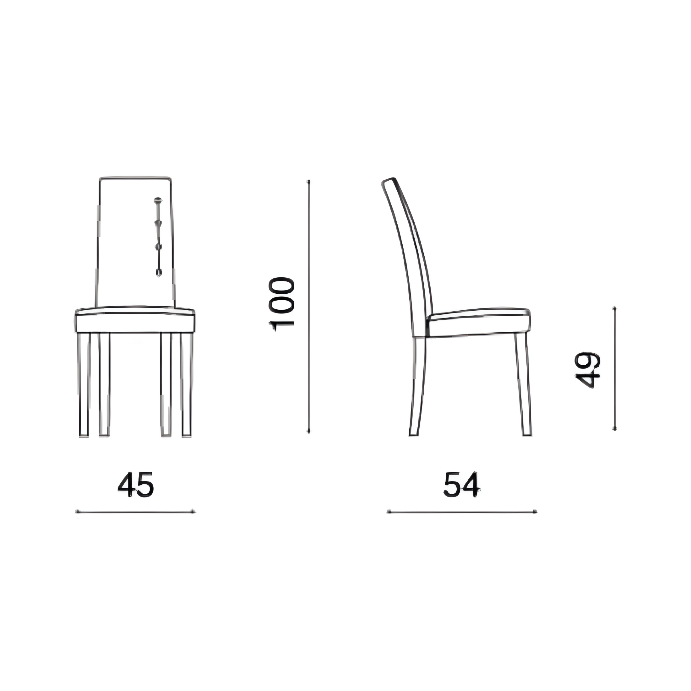 Silla de comedor "Side" en ecopiel con 4 botones laterales 45x54 cm 100h