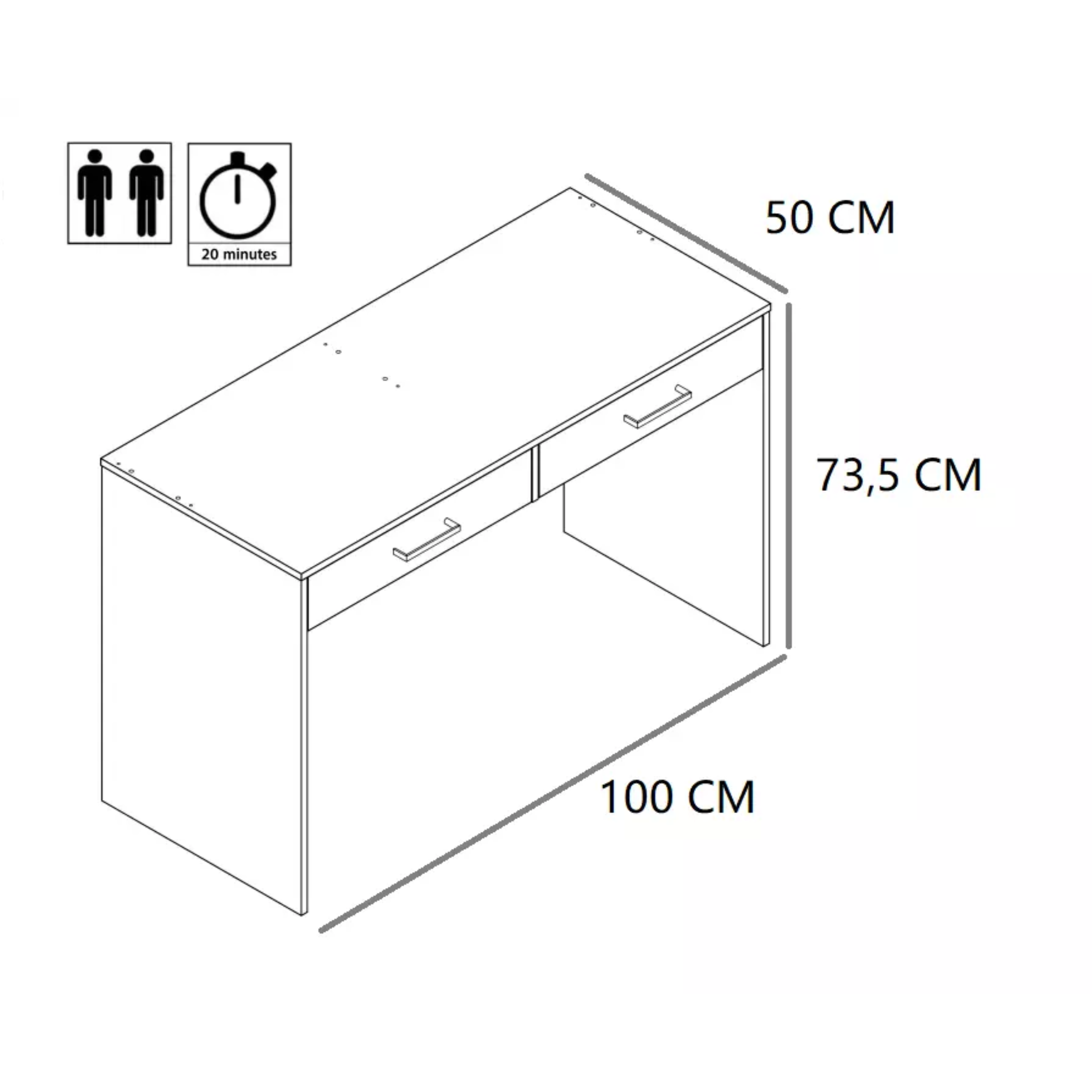 Scrivania da ufficio "Safari" con porta pc e 2 cassetti cm 117x50 73,5h