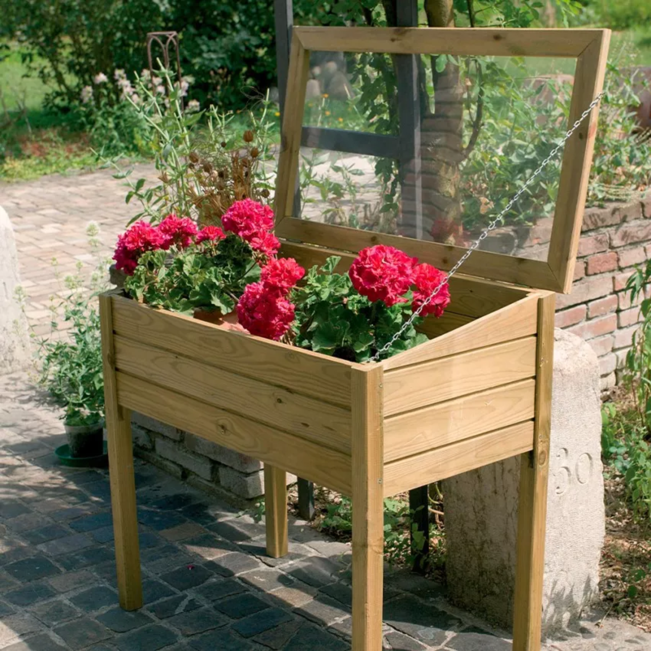 Fioriera rialzata "Samy" per giardino in legno certificato cm 100x50 82h