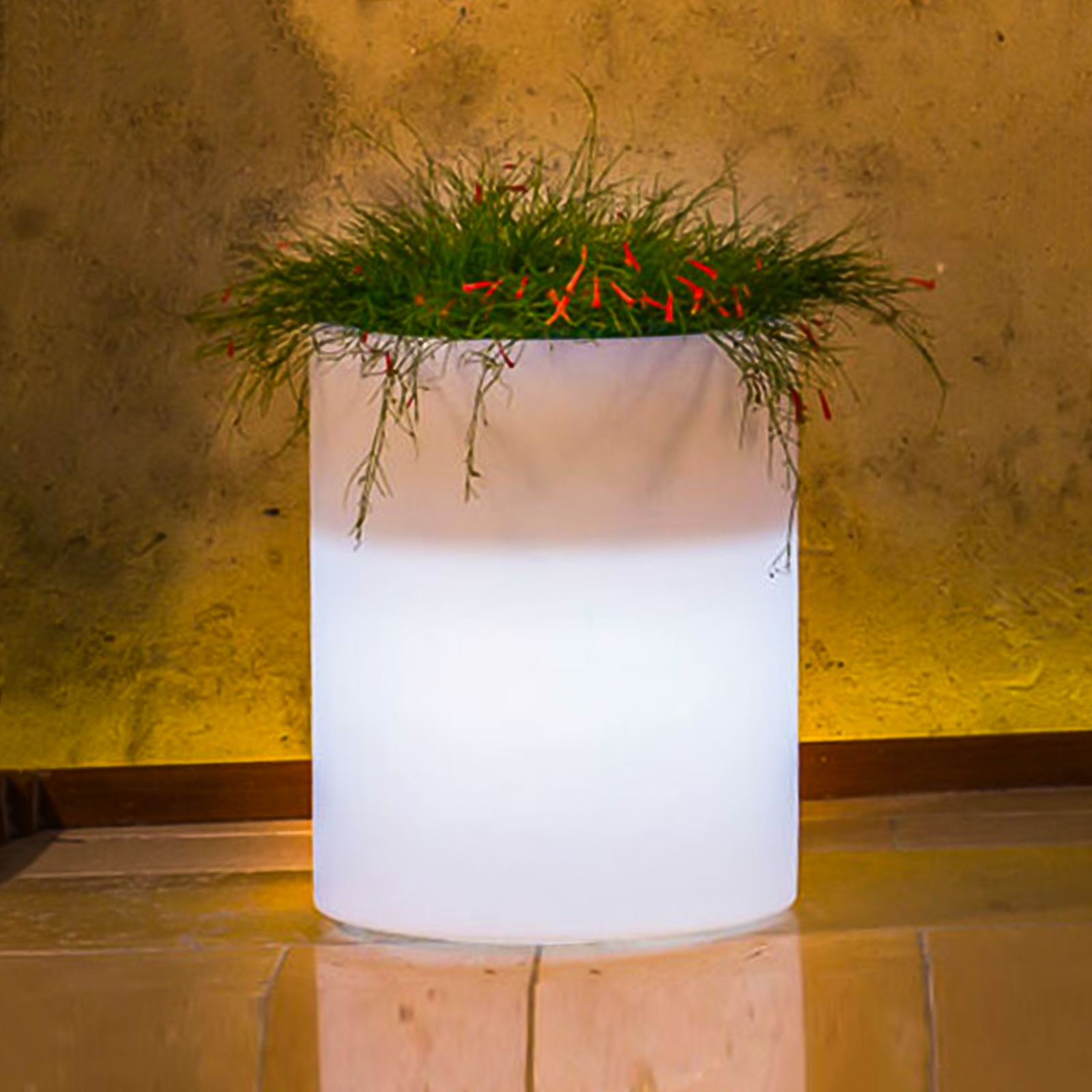 Vaso tondo con luce Led bianca modello Venusio Ø 40 cm 50h
