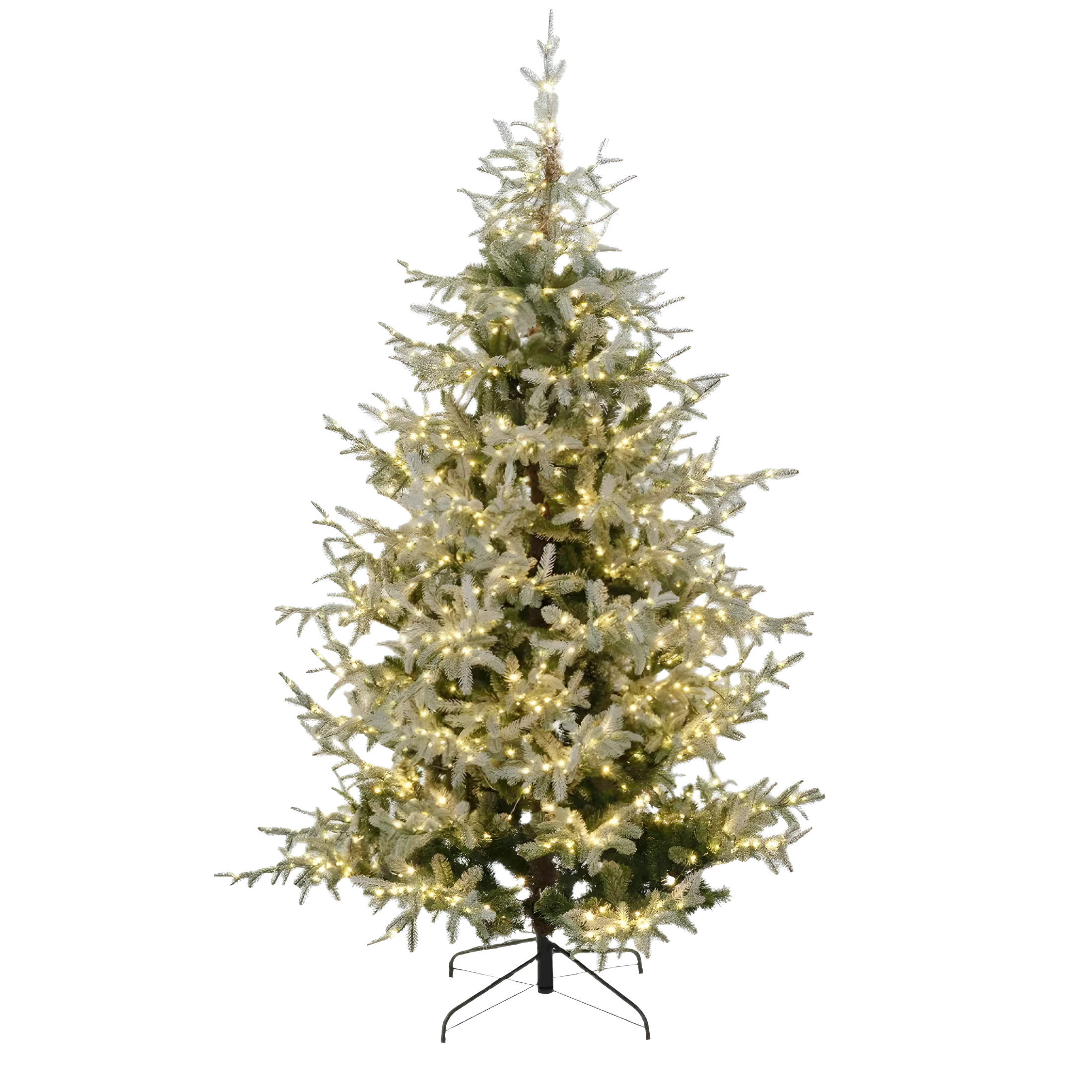 Albero di Natale innevato "Sistem flok" con micro led in PE effetto Real Touch + PVC + Flock