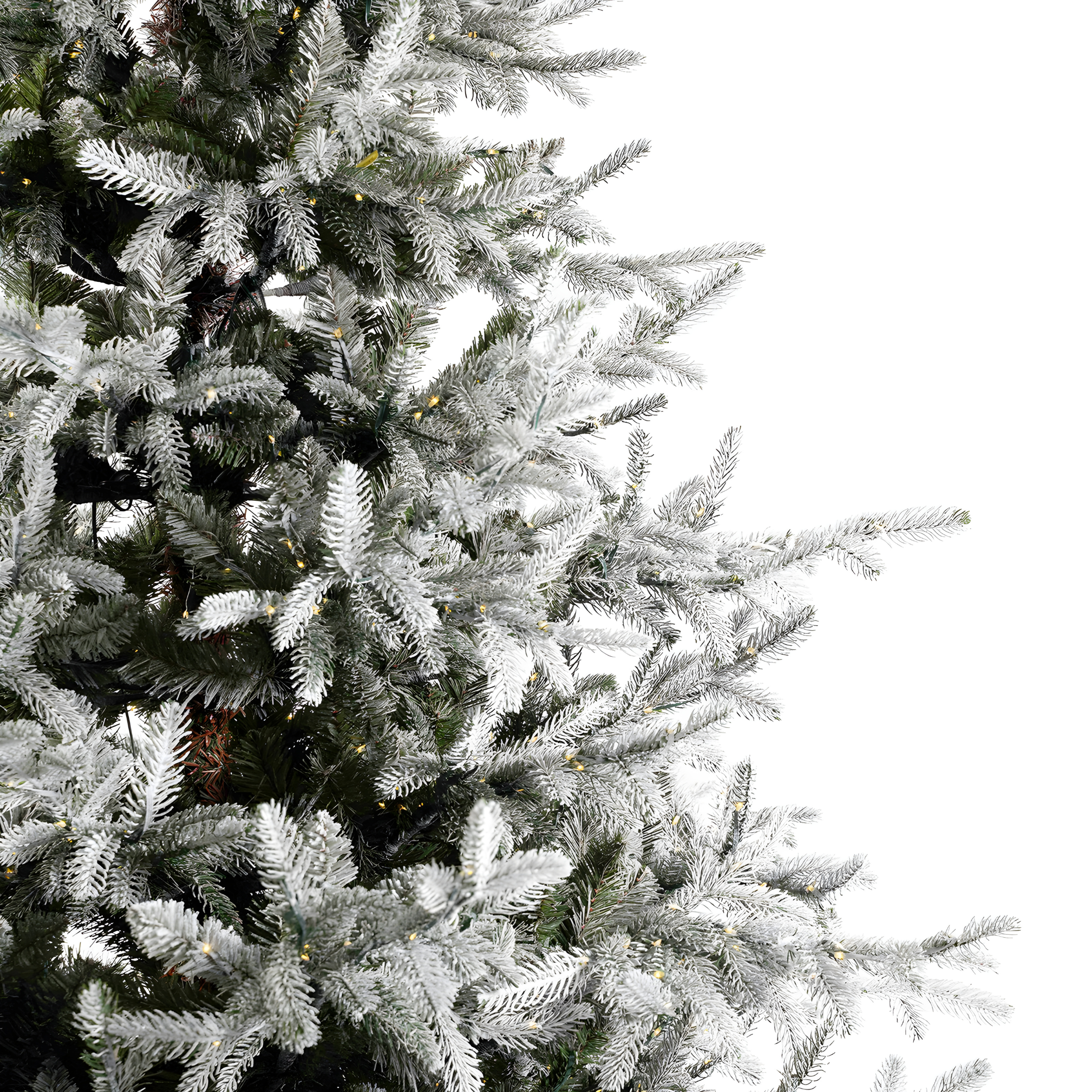 Albero di Natale innevato "Sistem flok" con micro led in PE effetto Real Touch + PVC + Flock