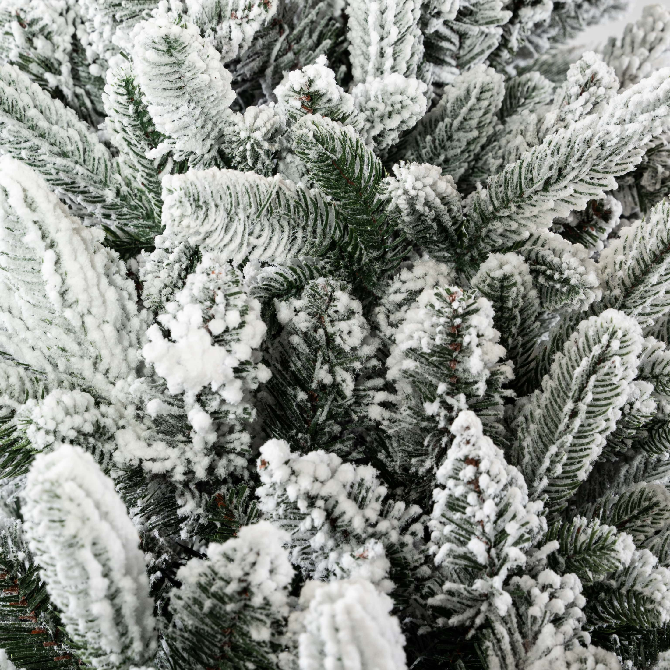 Árbol de Navidad delgado cubierto de nieve "Copo de nieve" en PE efecto tacto real + PVC + flocado h210 cm